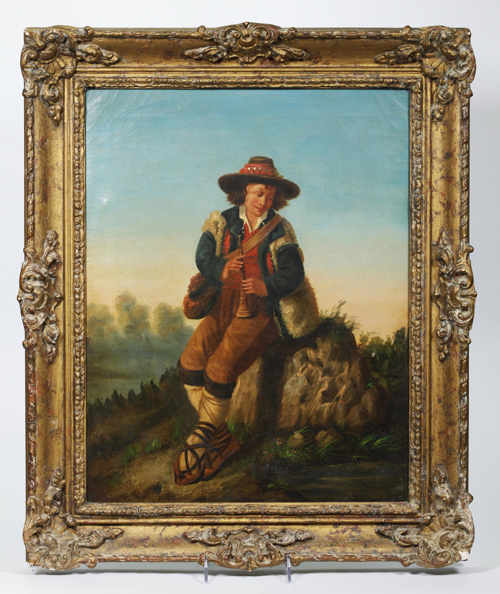P Ferecci; 19th C Oil Canvas, Italian Shepherd (1 of 6)
