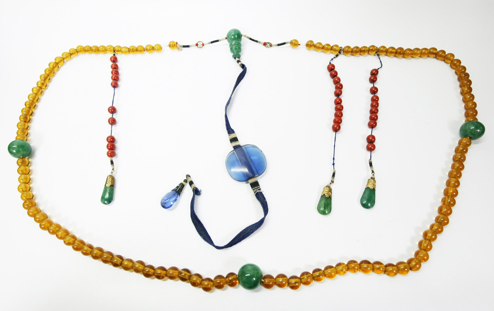 Chinese Qing Peking Glass Court Necklace Chao Zhu (1 of 6)