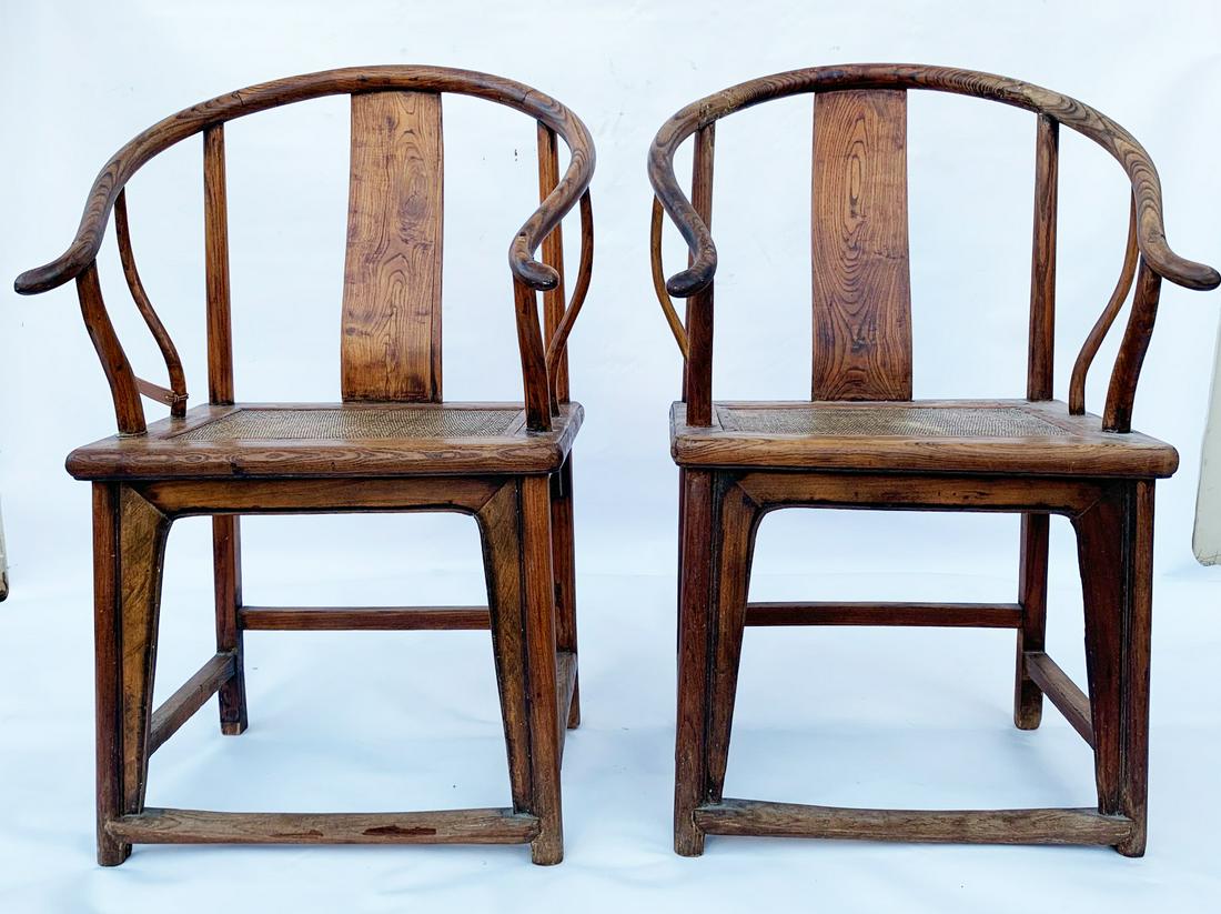 Pair Chinese Late Qing Elm (Yu) Arm Chairs (1 of 10)