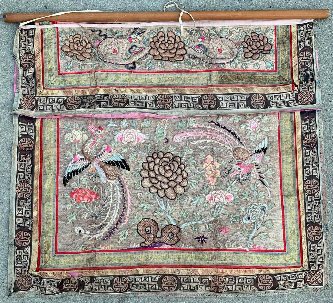 Chinese Late Qing Heavily Embroidered Table Front (1 of 6)