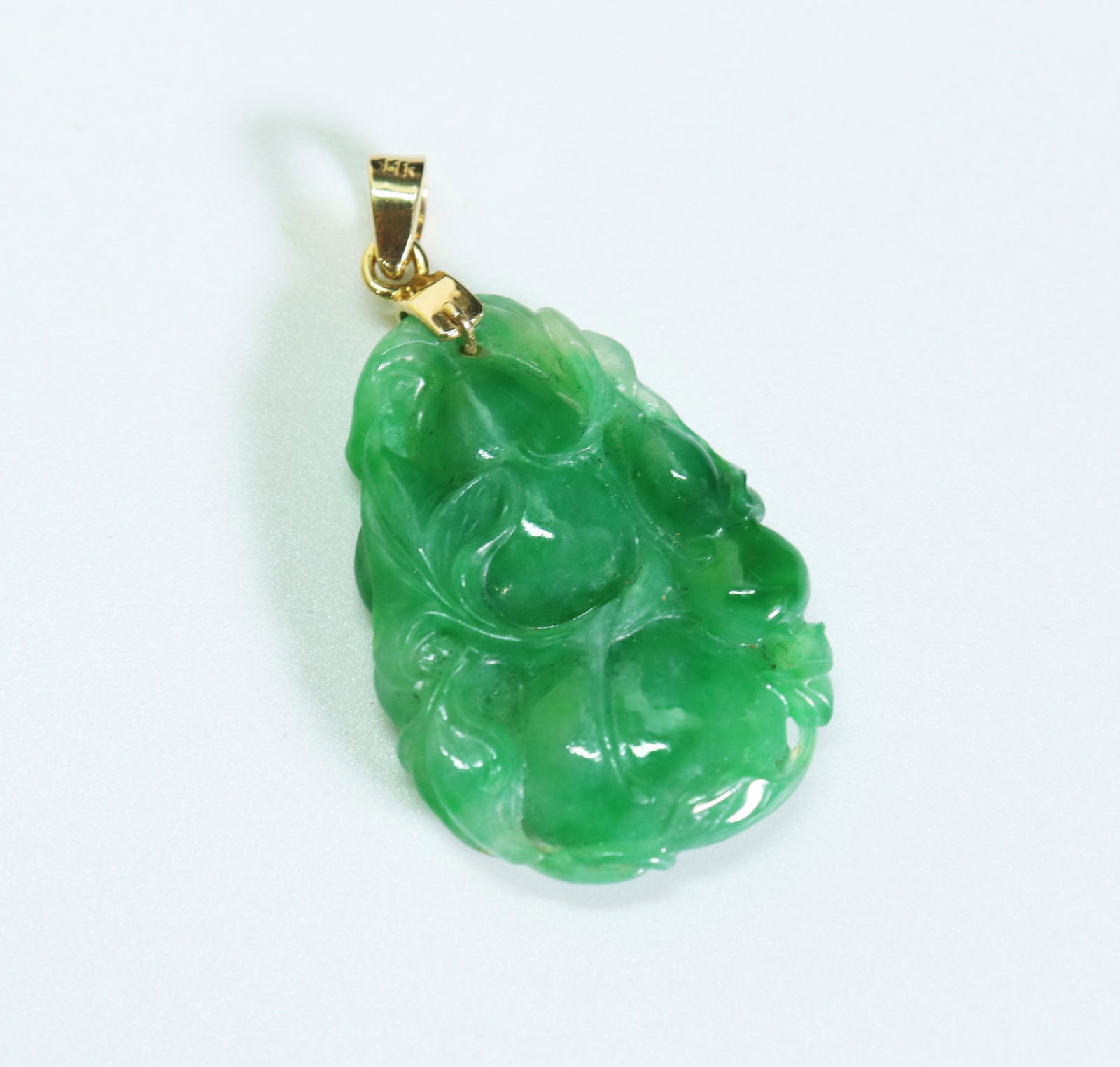Chinese Natural Green Jadeite Double Gourd Pendant (1 of 4)