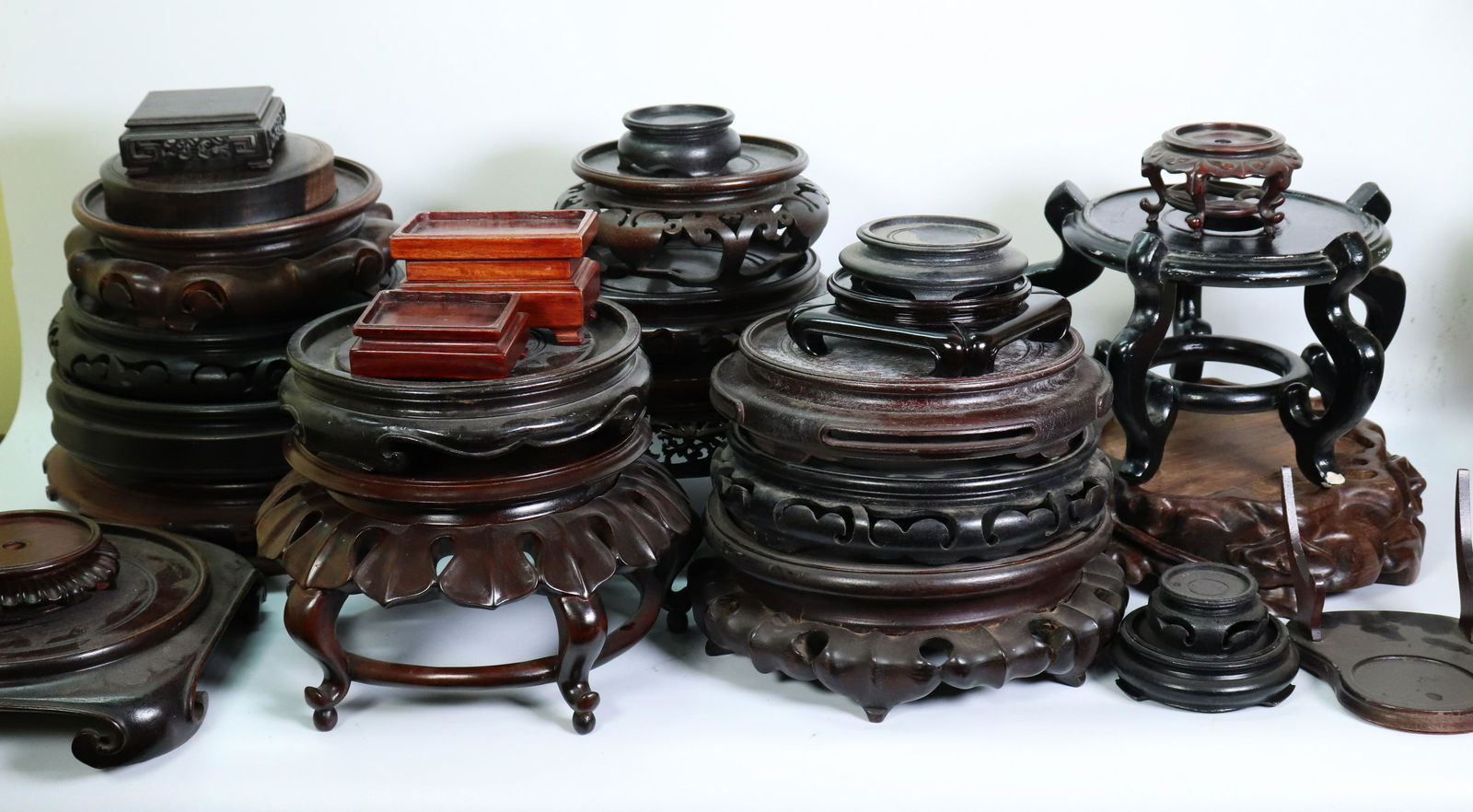 26 Chinese Hard Wood Stands Mostly Rounds, 1 Cover (1 of 4)