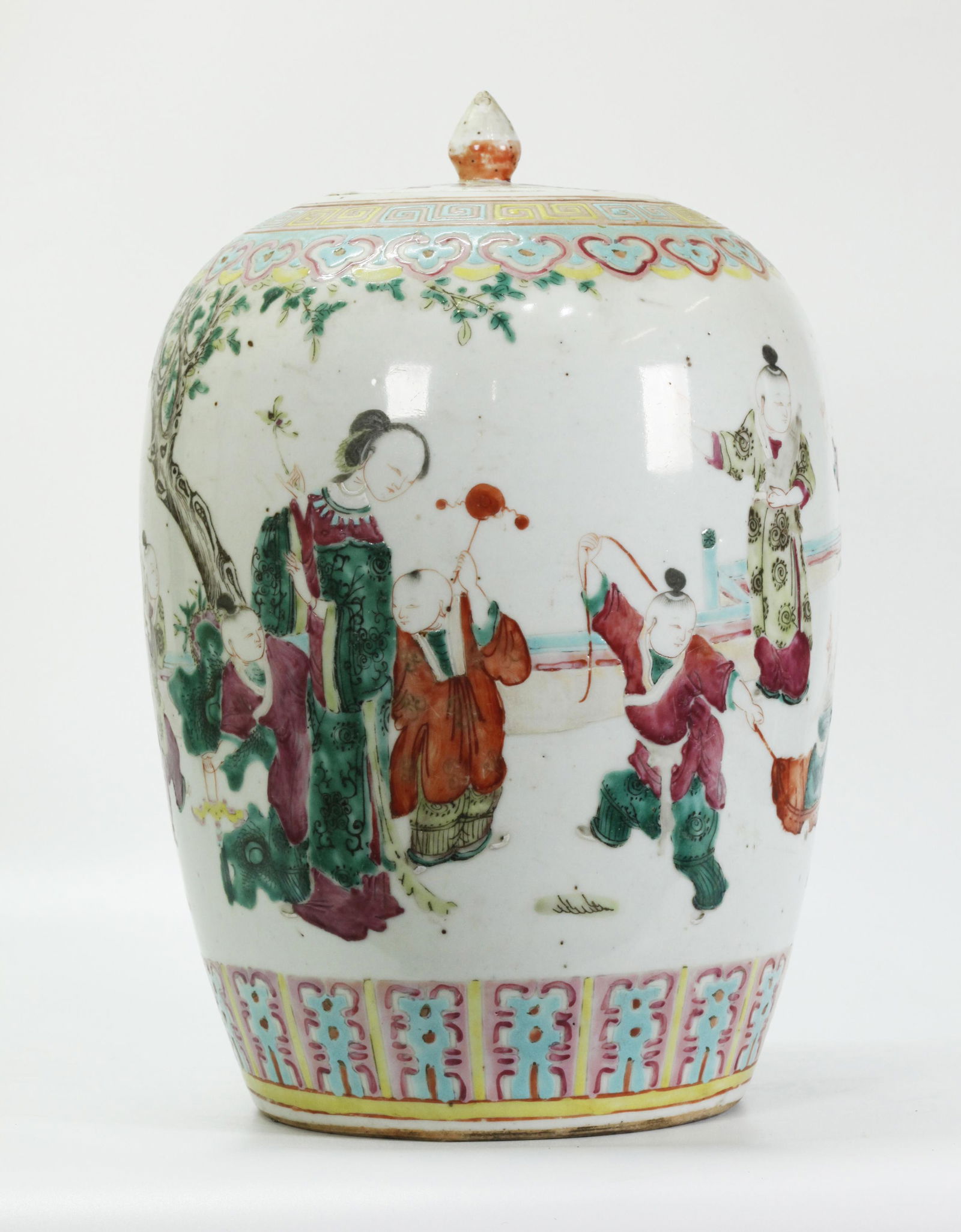 Chinese 19th C Enameled Gourd Shaped Porcelain Jar (1 of 7)