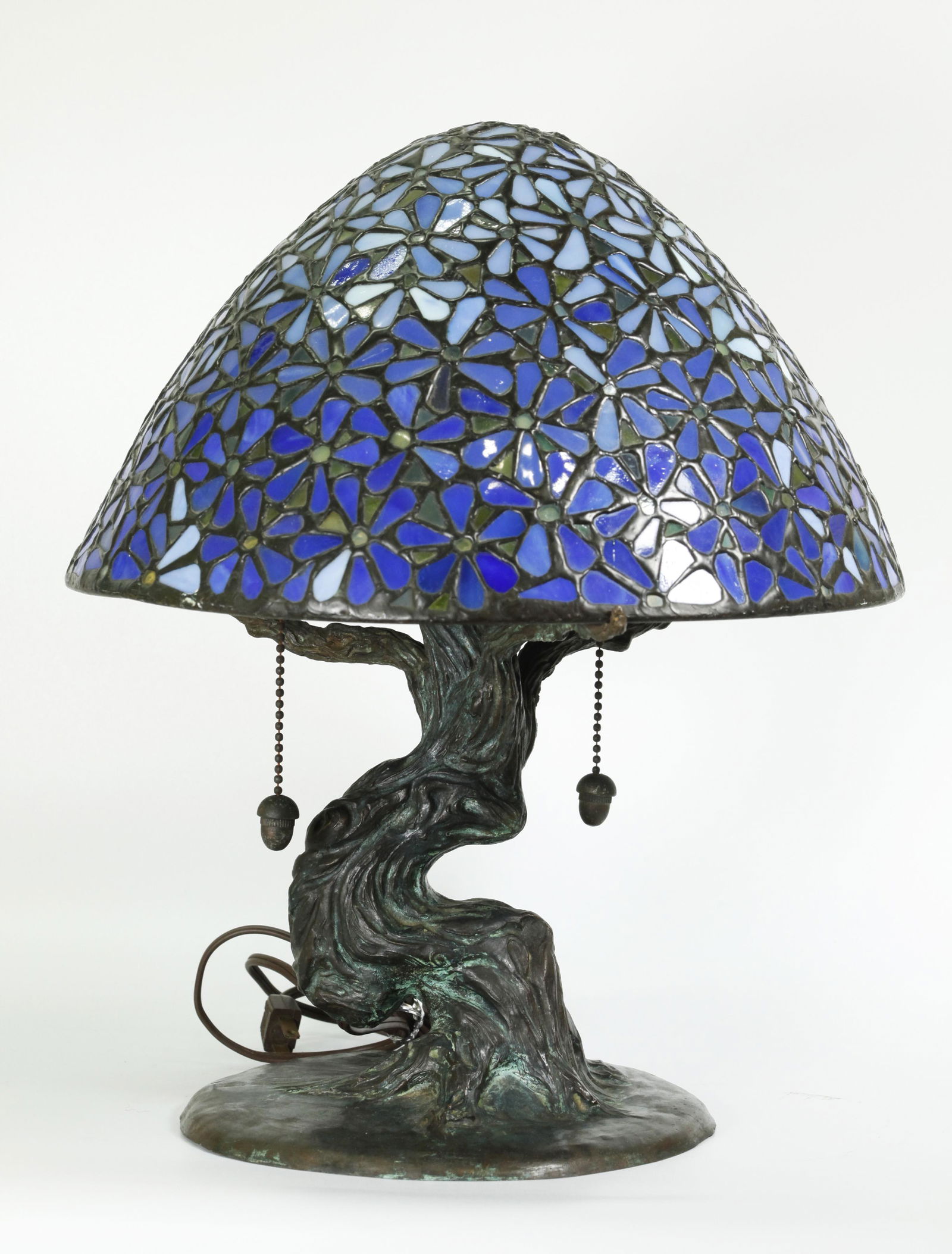 Bauer-Coble 1977-78 Leaded Glass & Bronze Lamp (1 of 6)