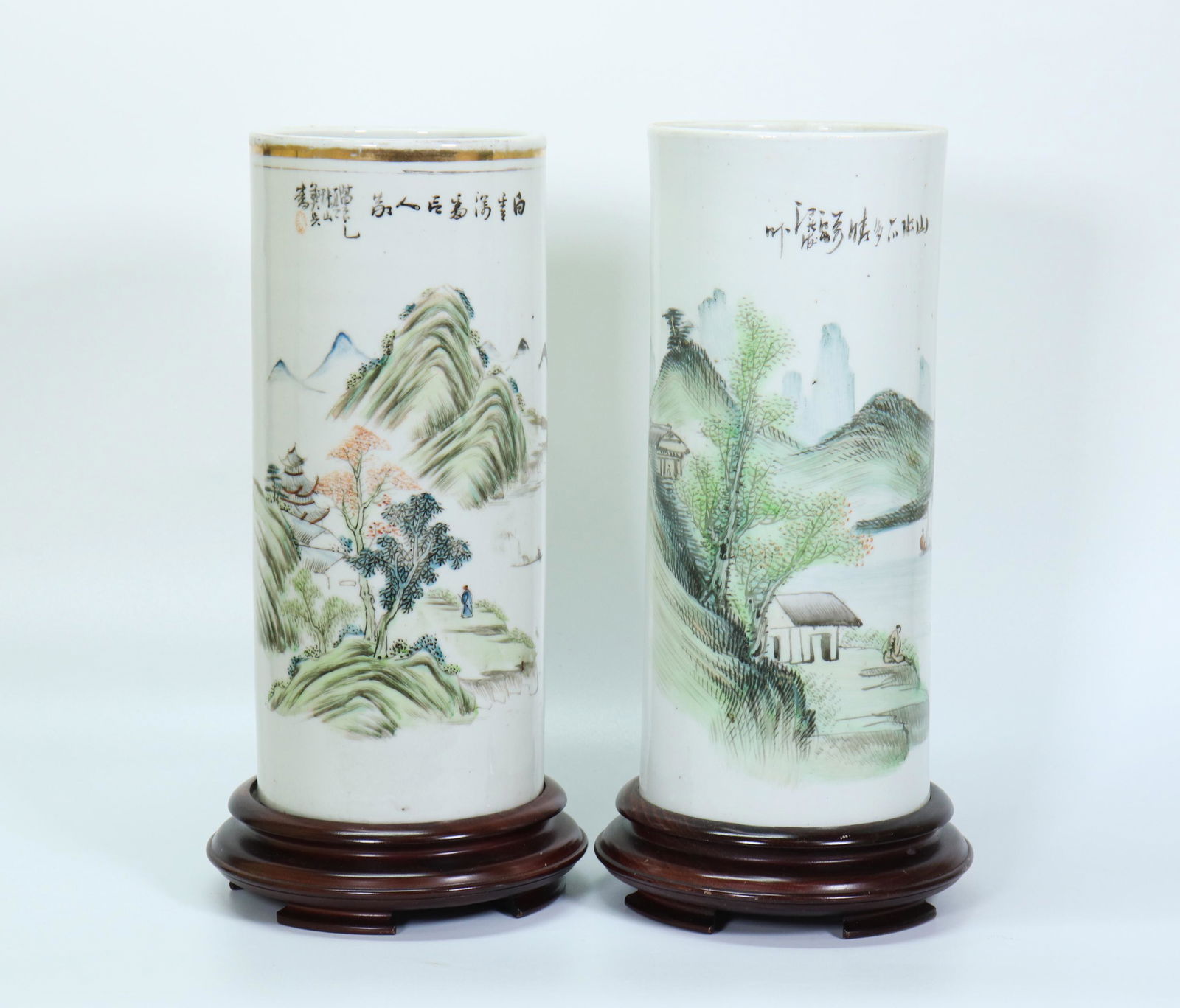 2 Chinese Artist Enameled Porcelain Hat Stands (1 of 6)