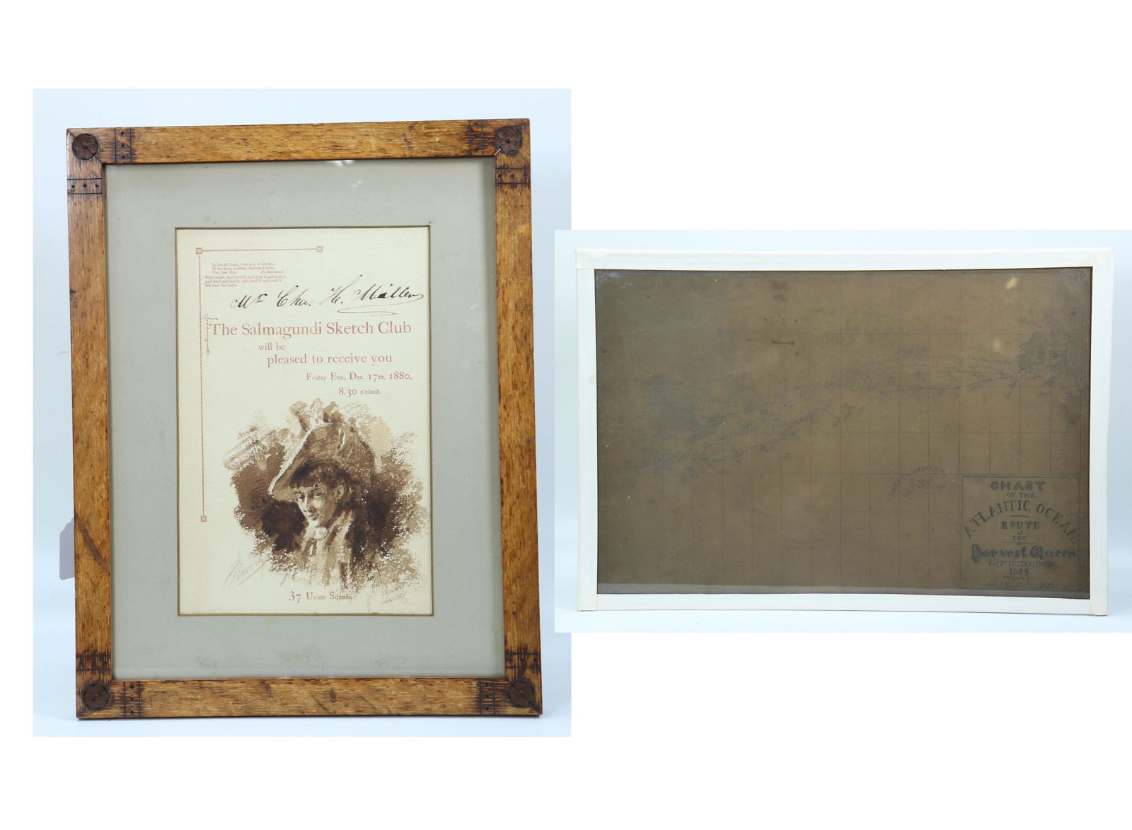 2 American Drawings Ship Route Map Salmagundi Club (1 of 9)