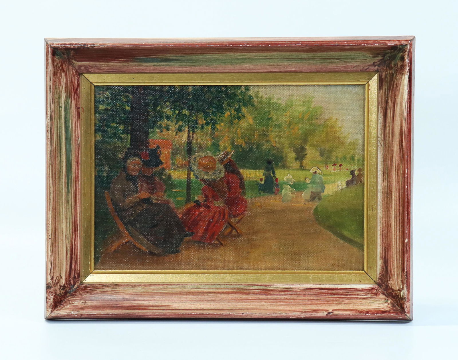 Ladies in London Park, Oil Canvas Board, Framed (1 of 4)