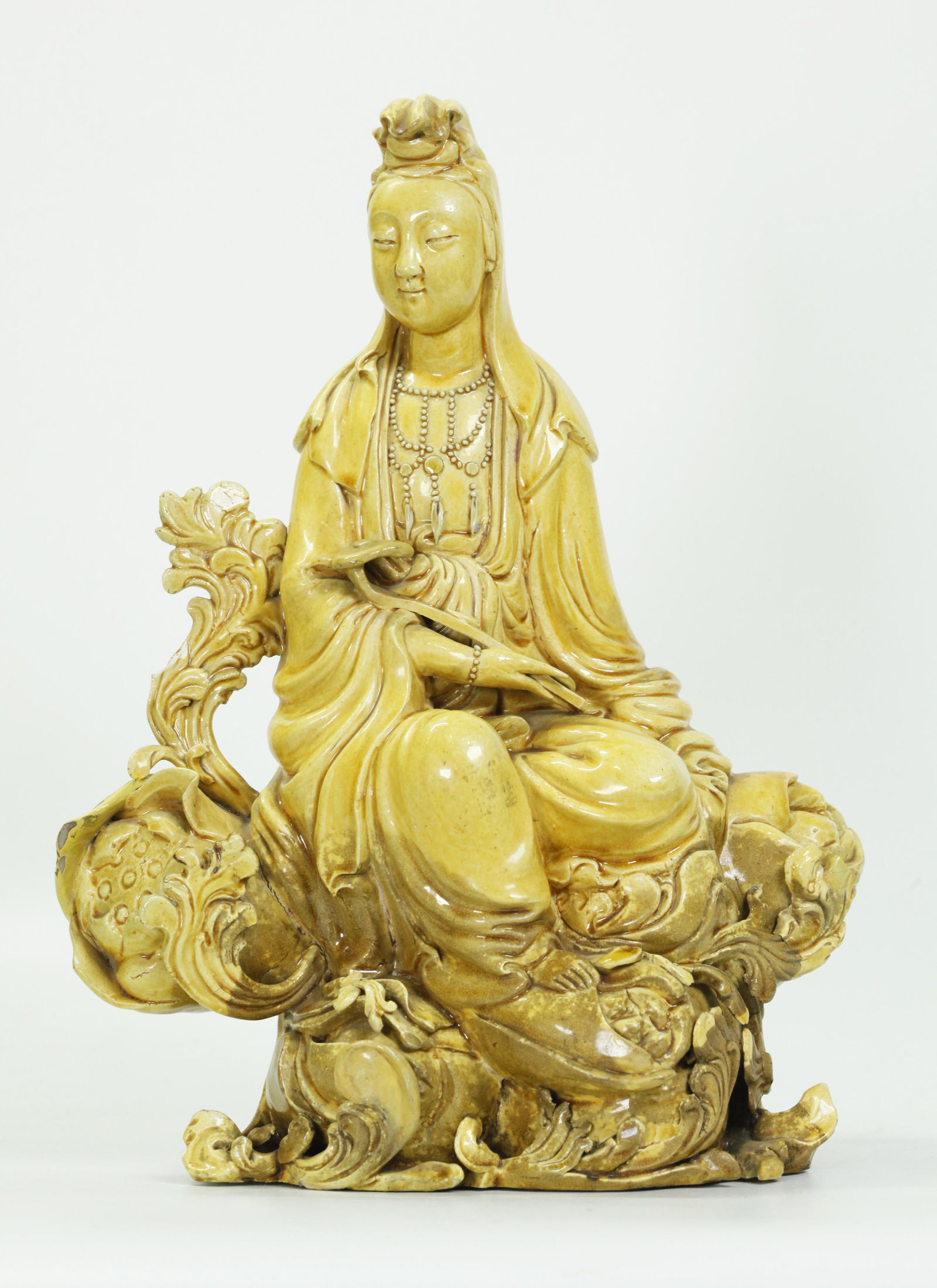 Chinese Yellow Glazed Porcelain Seated Guanyin (1 of 5)