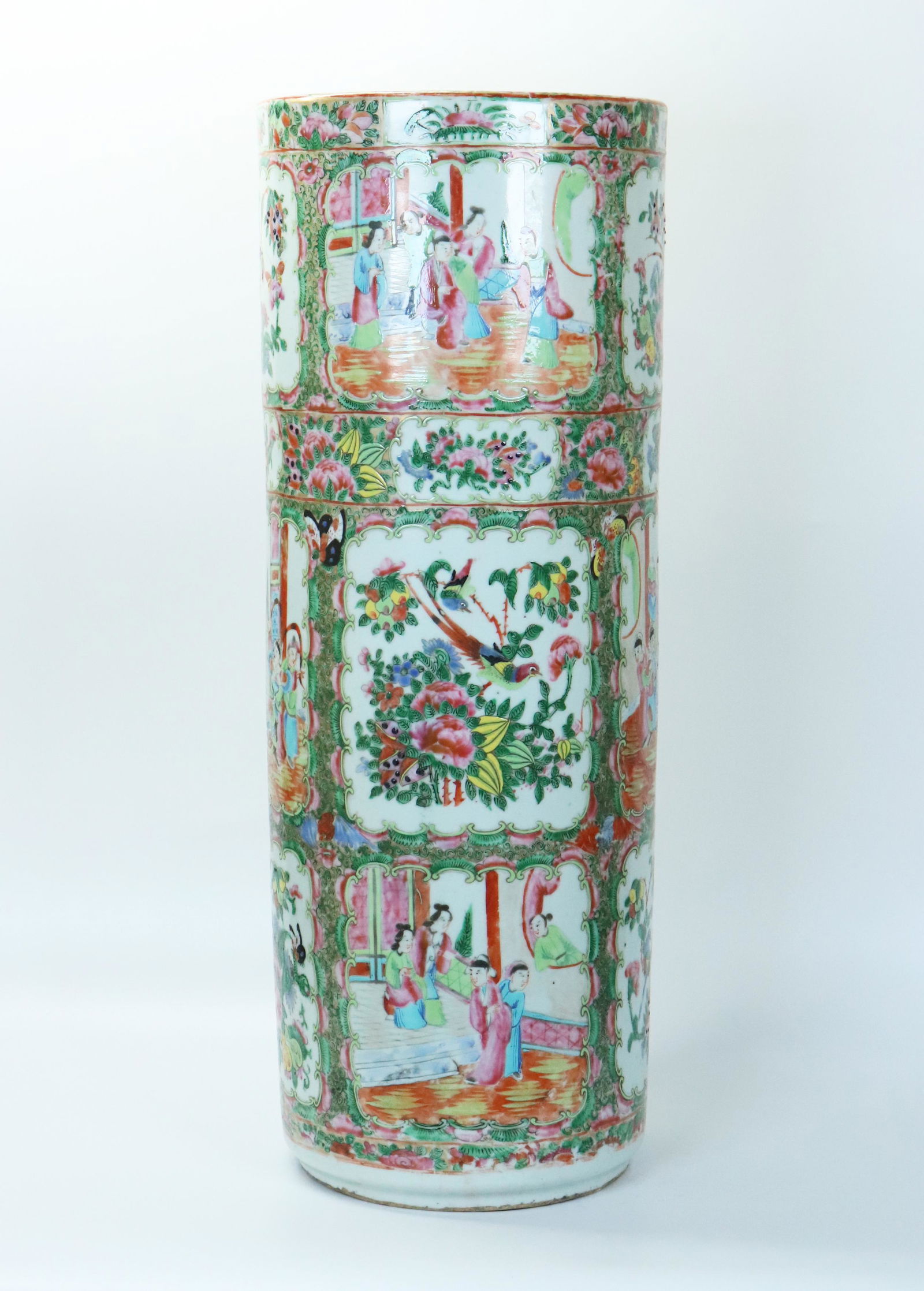Chinese 19th C Enamel Porcelain Umbrella Stand (1 of 7)