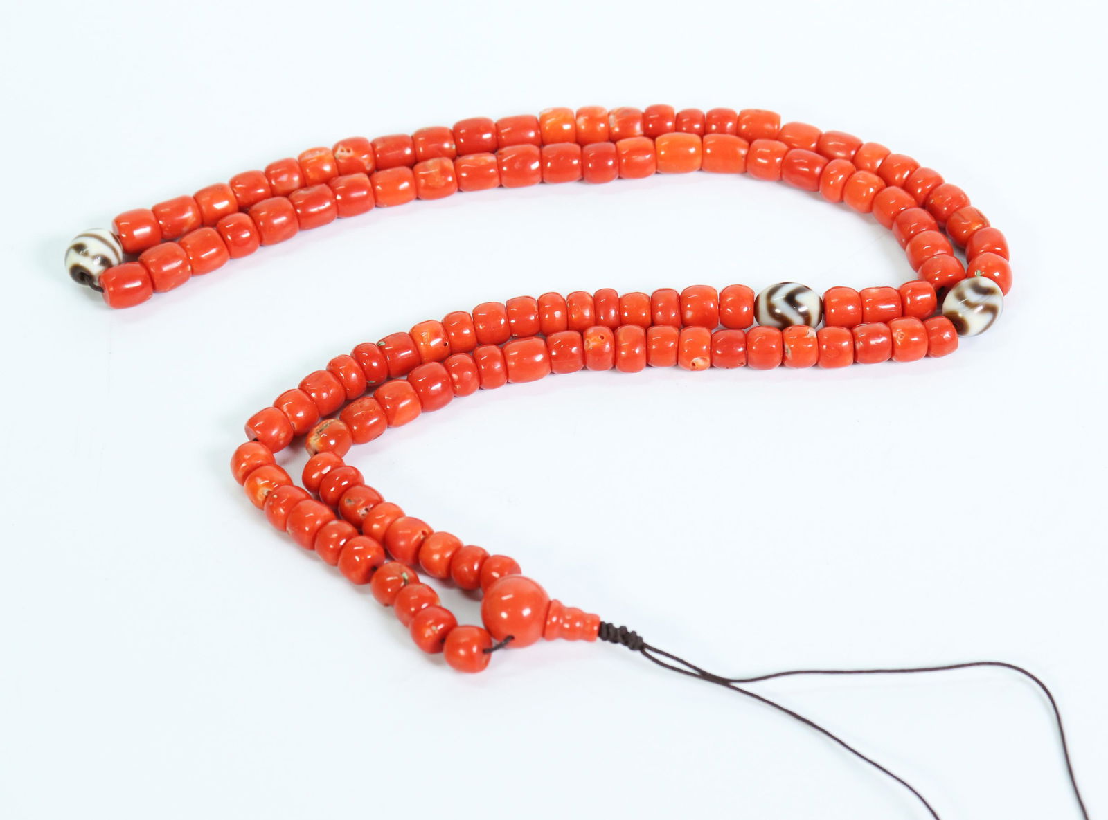 Good Tibetan Buddhist 108 Coral 3 Dzi Bead Rosary (1 of 6)
