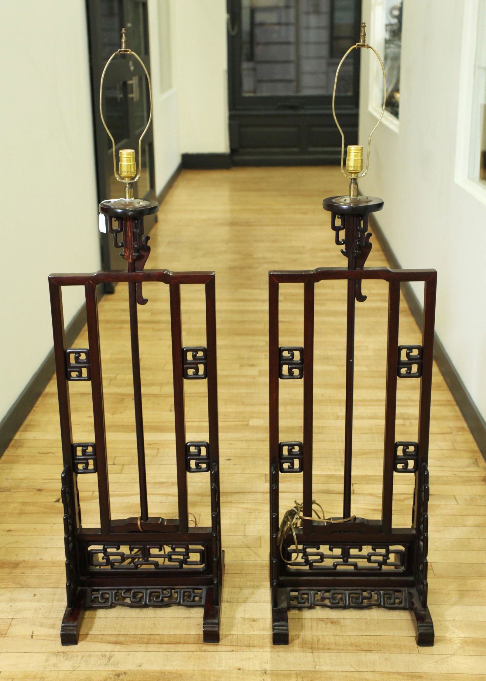 Pr Chinese Ming Style Adjustable Wood Lamp Stands (1 of 7)