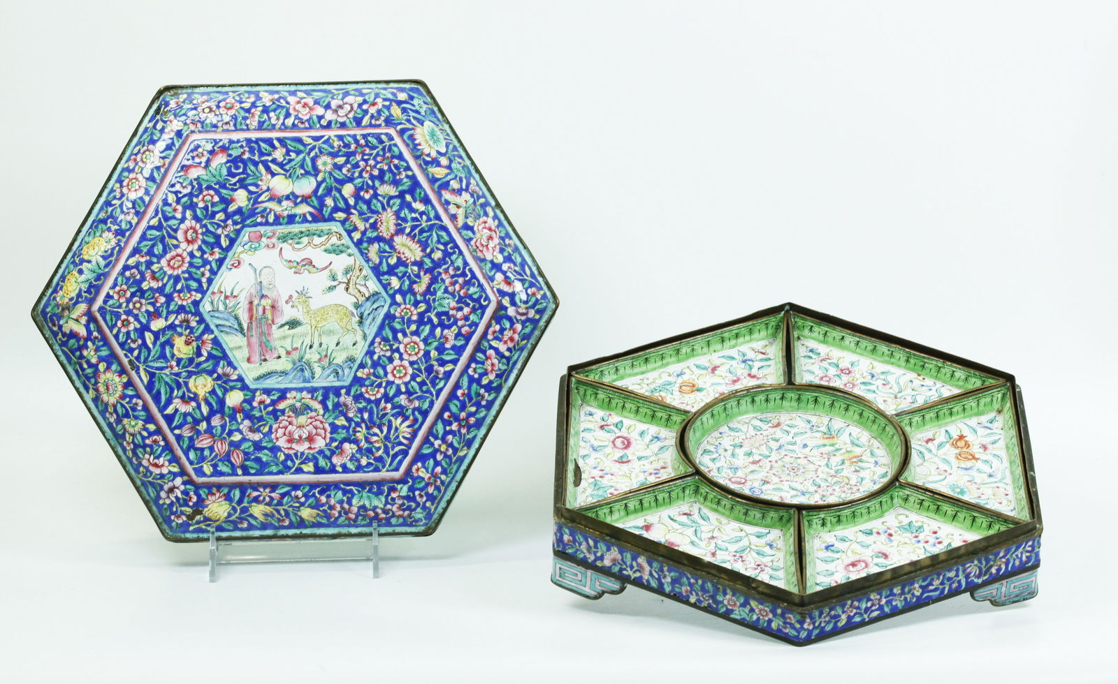 Chinese 19th C Canton Enamel Dinner Set & Box (1 of 8)