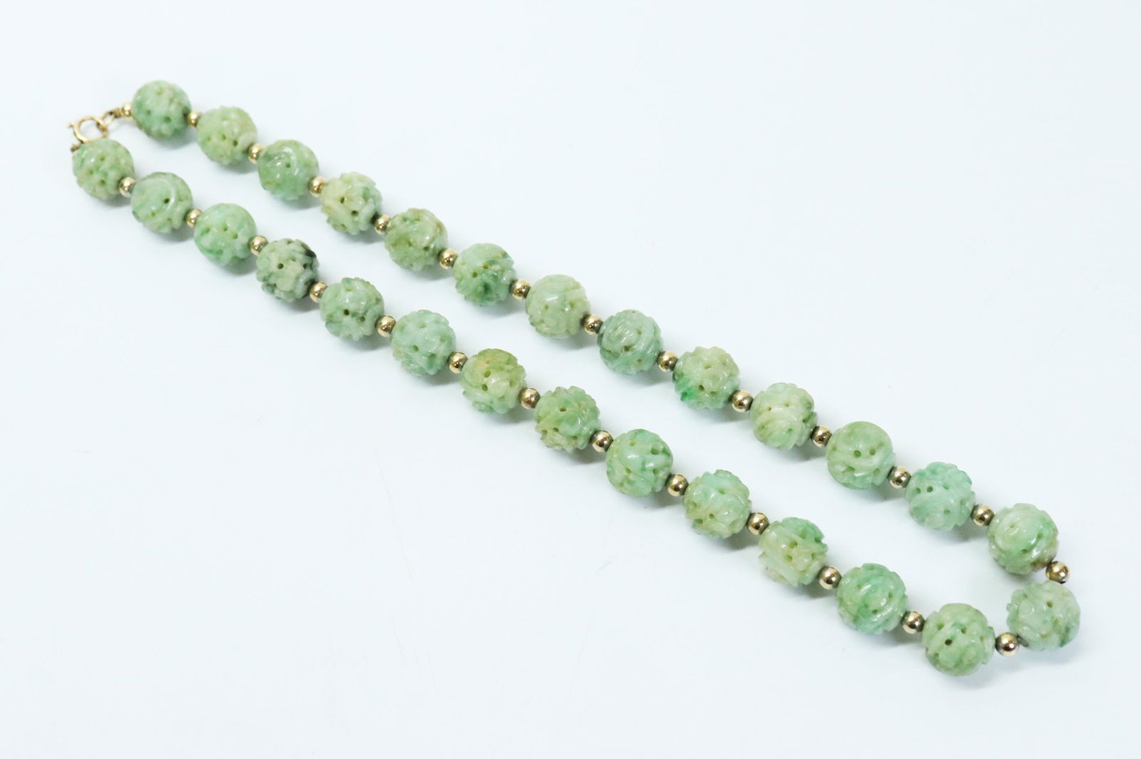 27 Chinese Qing Dragon Jadeite Bead Necklace (1 of 5)