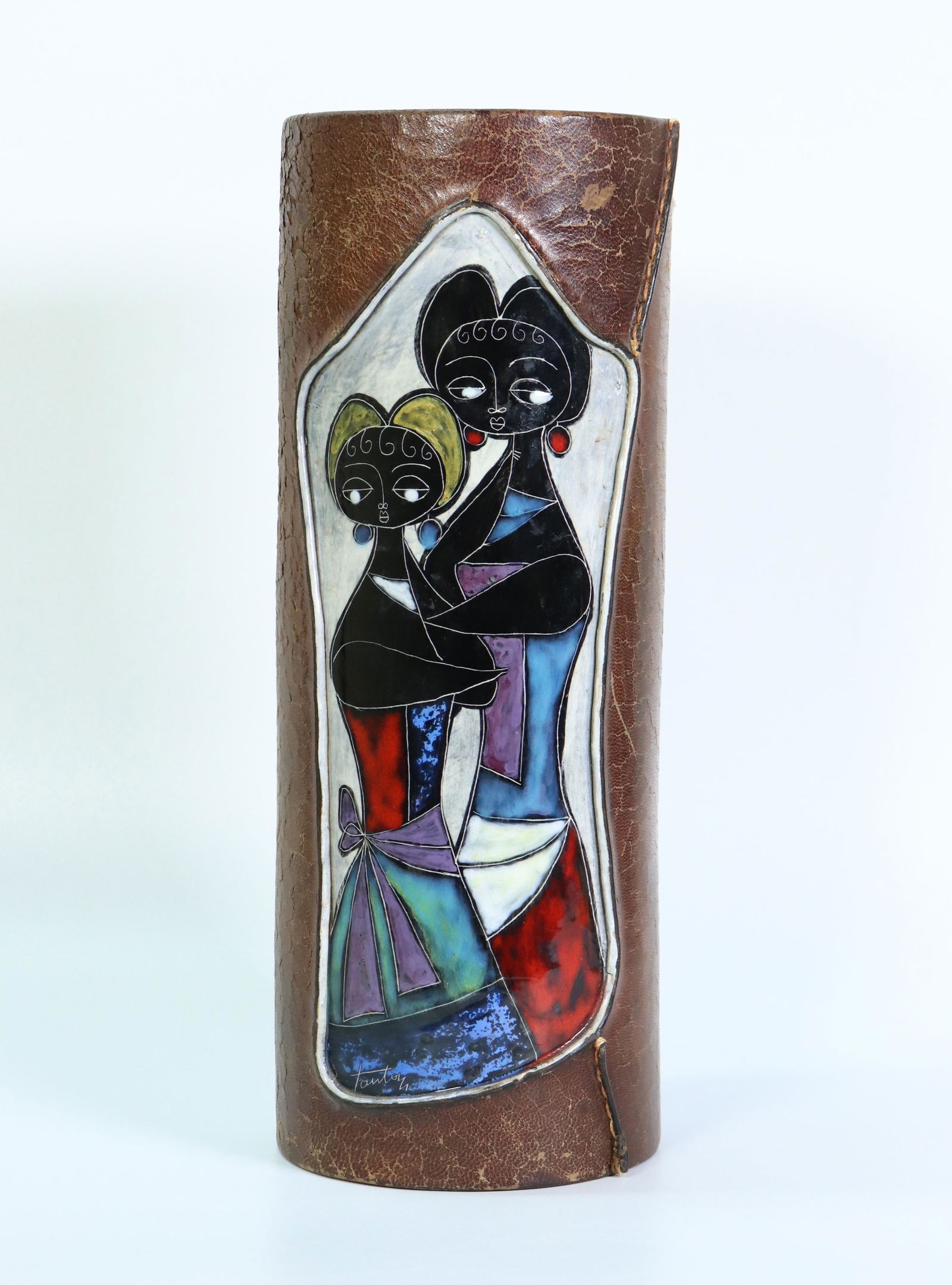 Marcello Fantoni Mid Century Ceramic/Leather Vase (1 of 6)