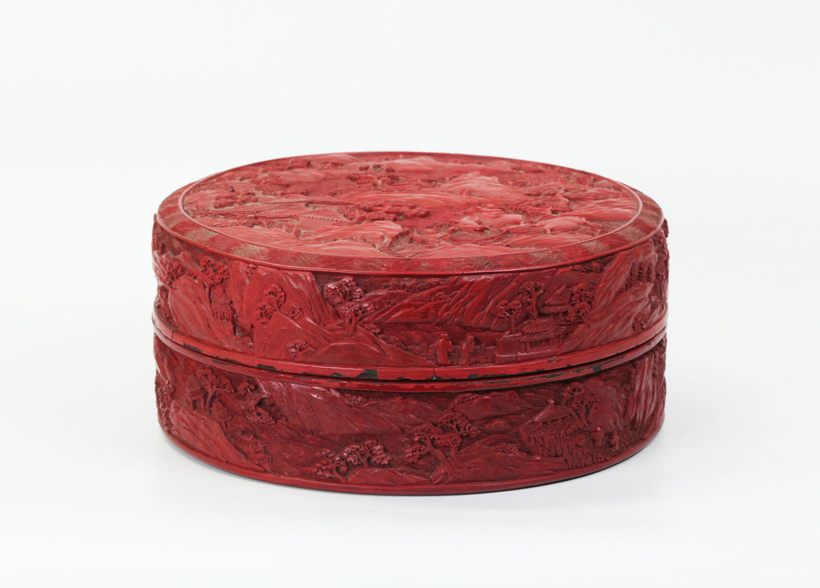 Chinese 18th/19th C Cinnabar Red Lacquer Round Box (1 of 5)