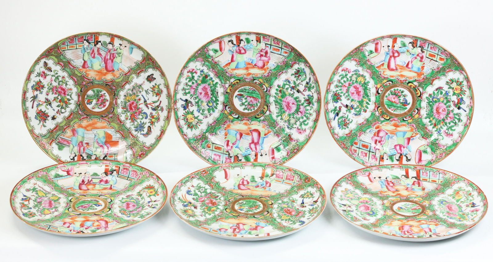 6 Chinese 19 C Rose Medallion Porcelain Plates (1 of 5)