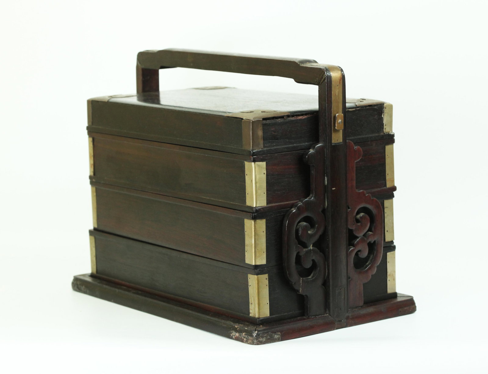 Chinese Hard Wood 3 Section & Tray Picnic Box (1 of 5)