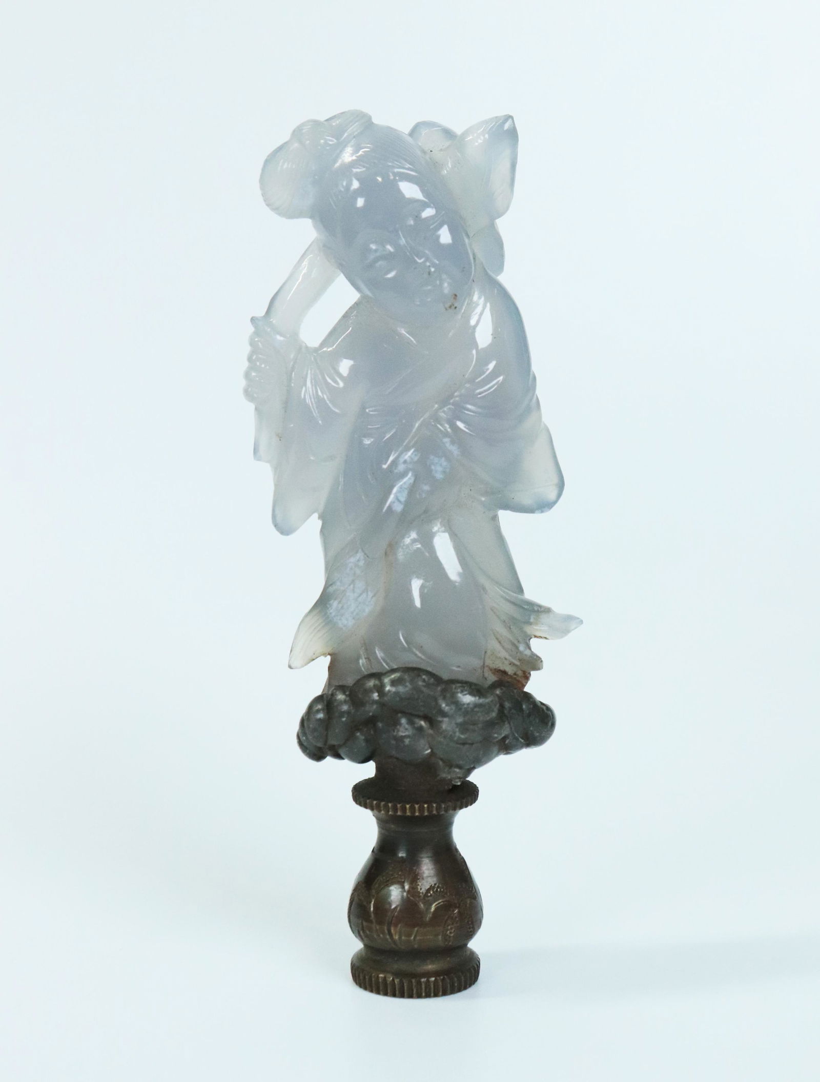 Chinese Chalcedony Agate Standing Lady Toggle (1 of 4)