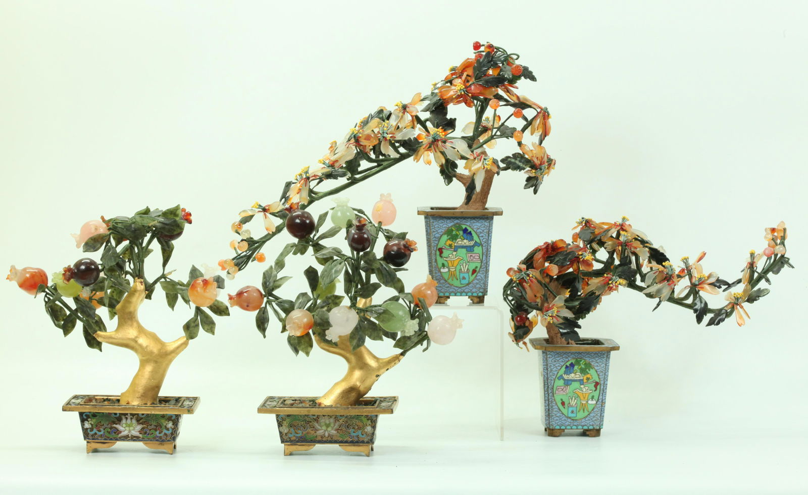 2 Pairs of Chinese Jade Hard Stone Trees (1 of 7)