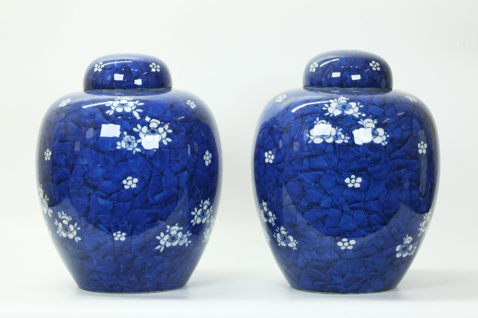Lg Pr Chinese Blue White Hawthorn Porcelain Jars (1 of 5)