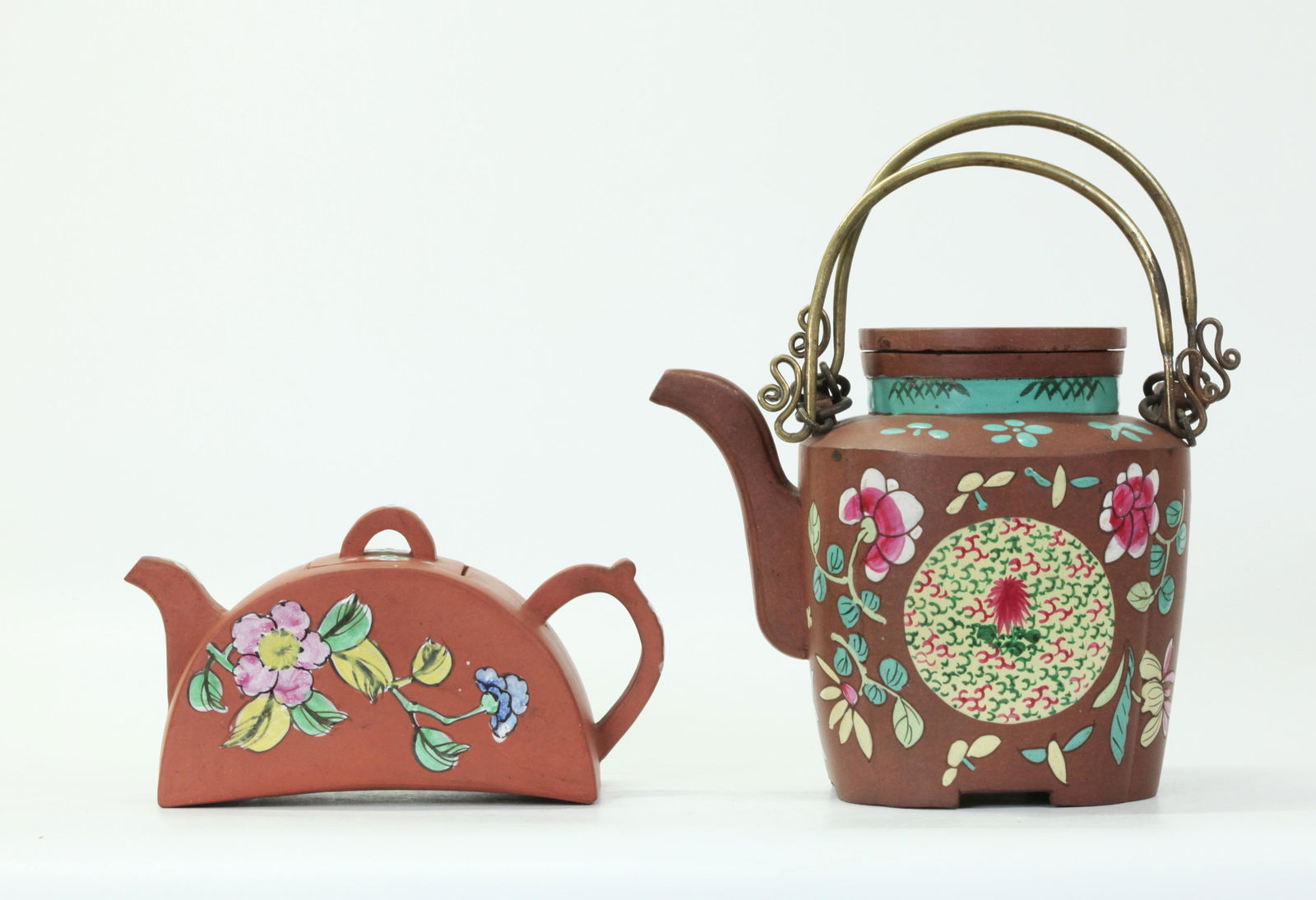 2 Chinese Enameled Yixing Teapots (1 of 6)
