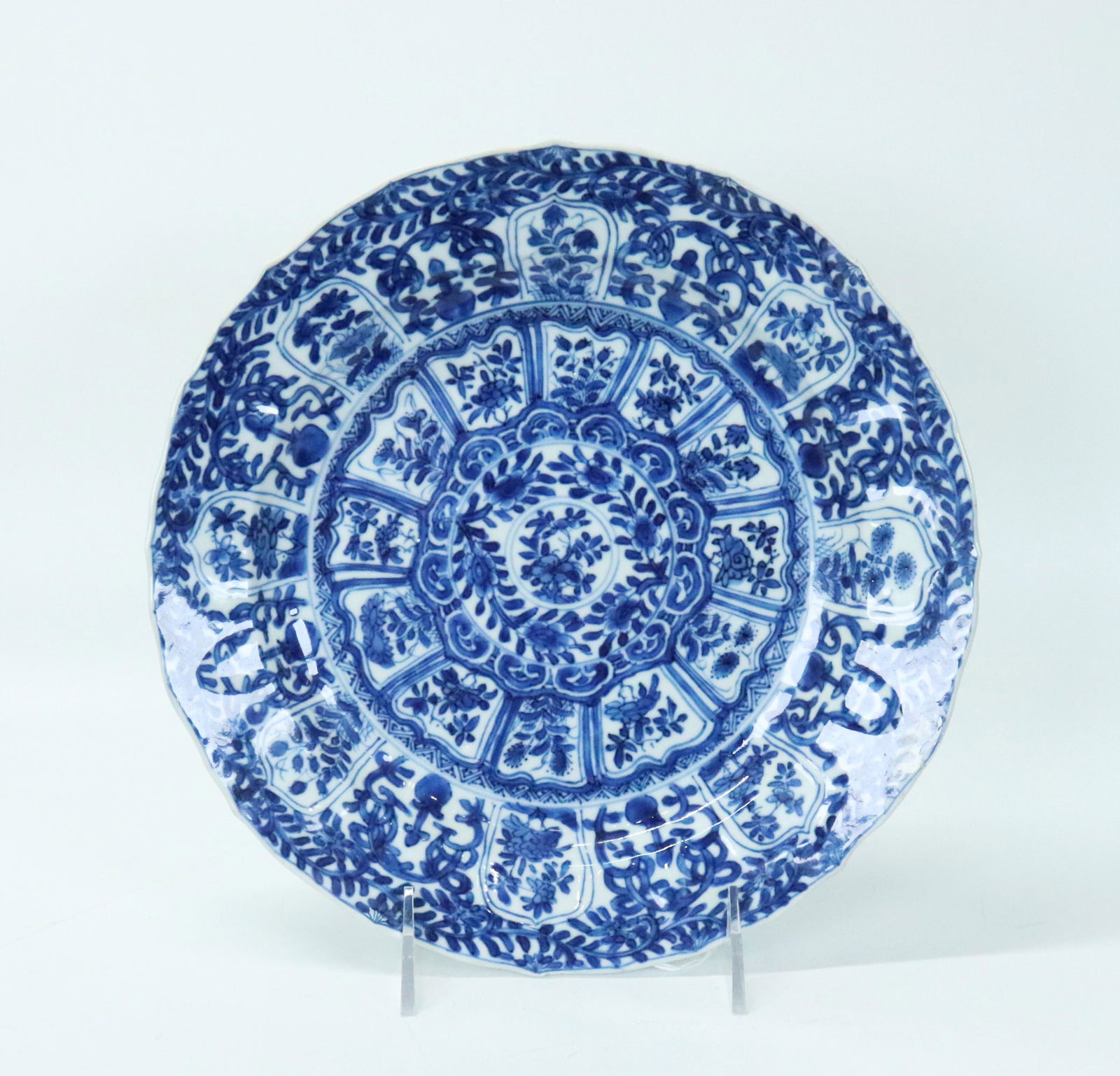 Chinese Kangxi Blue White Shaped Porcelain Plate (1 of 5)