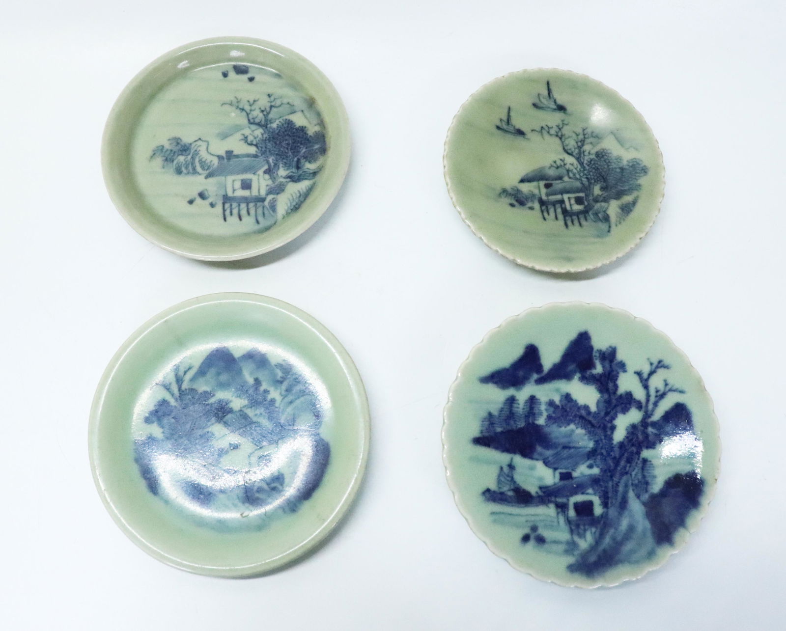 4 Chinese Blue on Celadon Porcelain Plates (1 of 6)