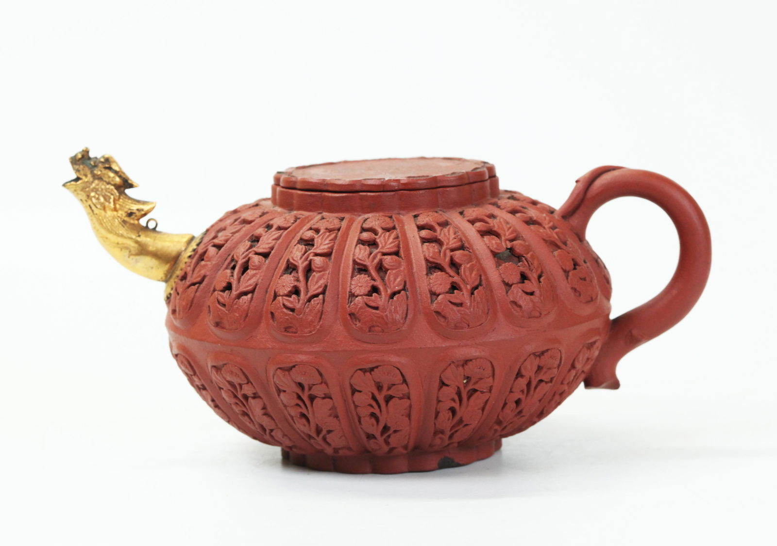 Chinese Kangxi Yixing Teapot Gilt Dragon Spout (1 of 5)