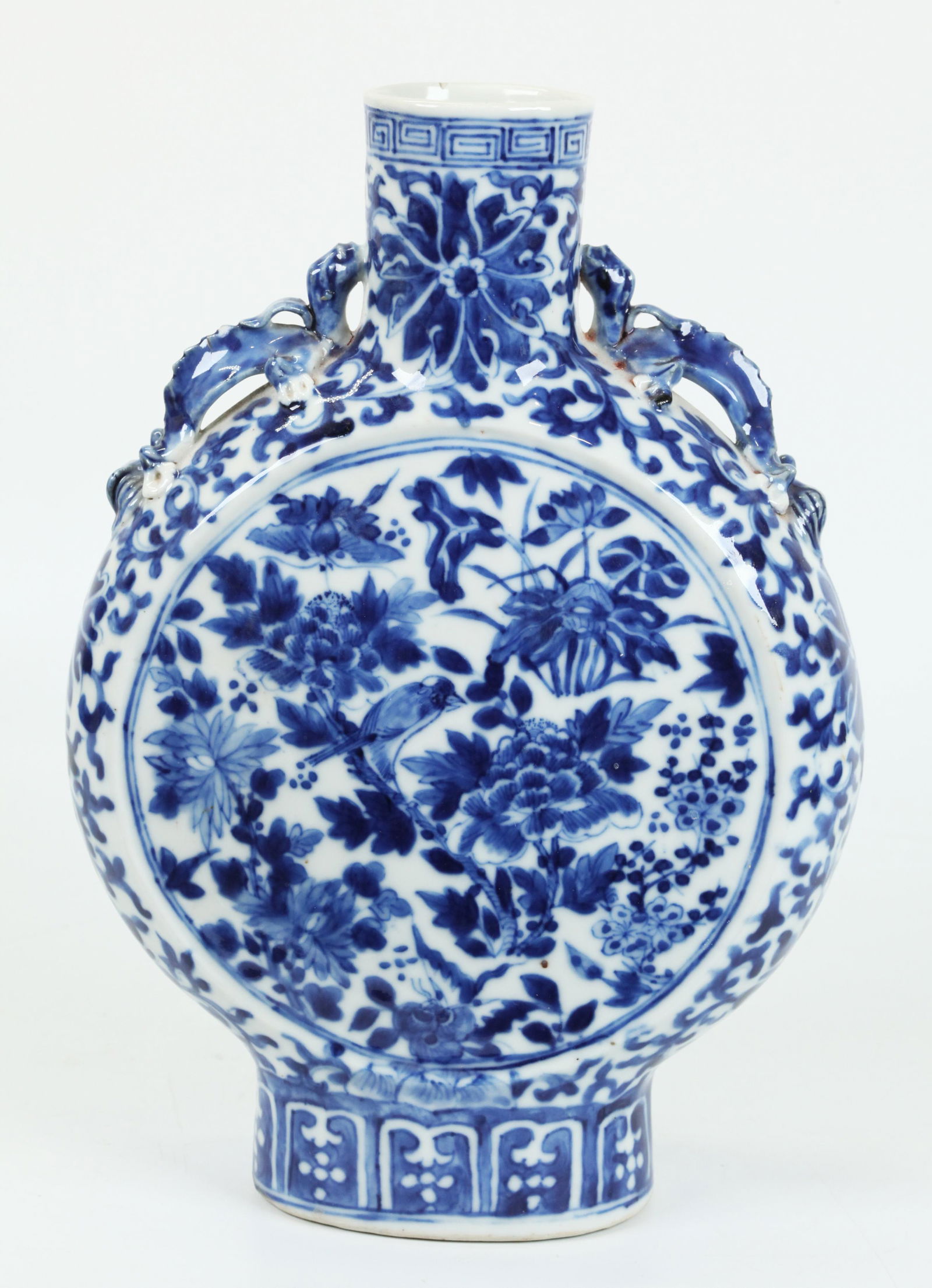 Chinese 19th C Blue & White Porcelain Moon Vase (1 of 5)