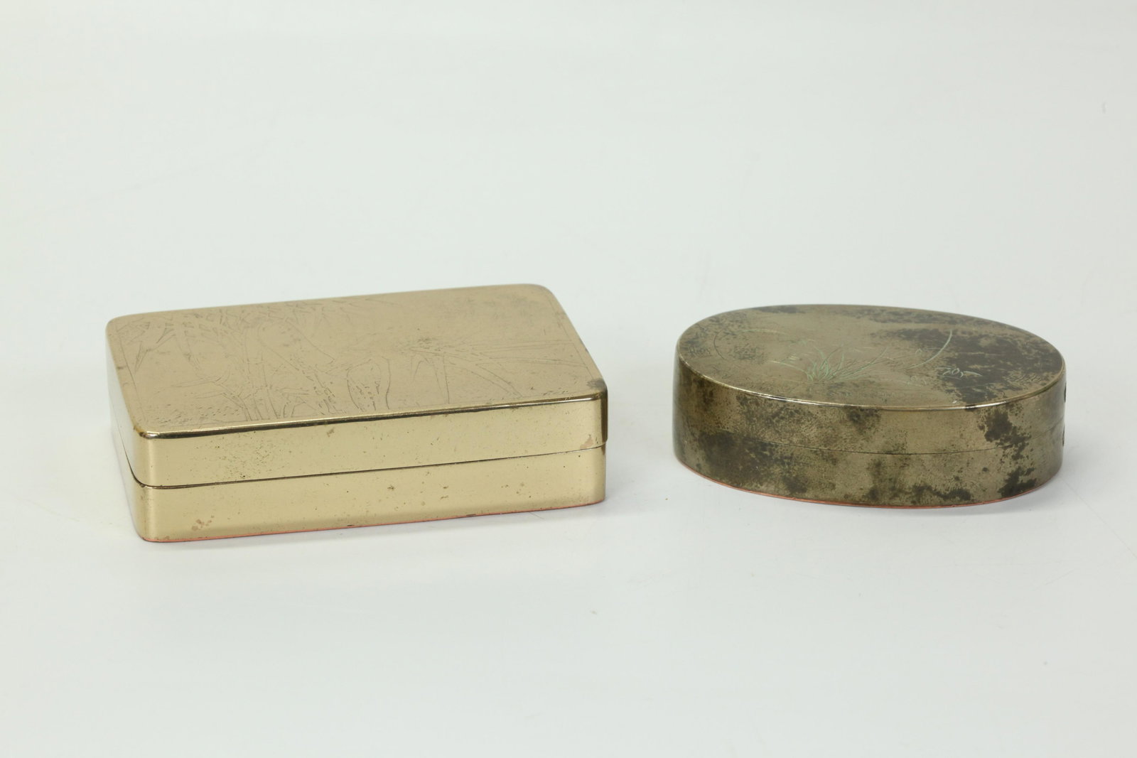 2 Chinese Bronze & Copper Traveling Ink Boxes (1 of 4)