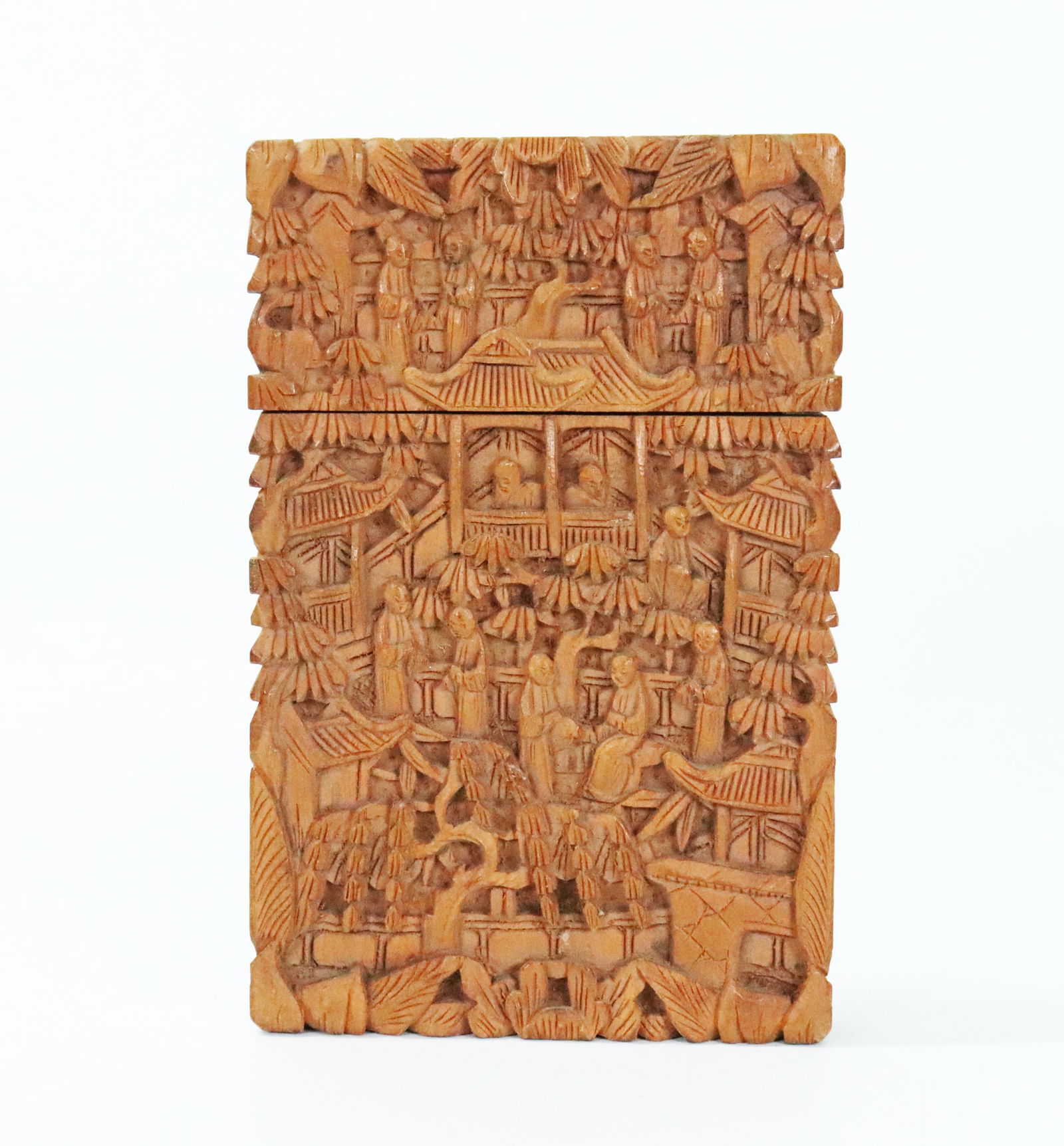 Chinese 19th C Solid Sandalwood Card Case & Cover (1 of 5)