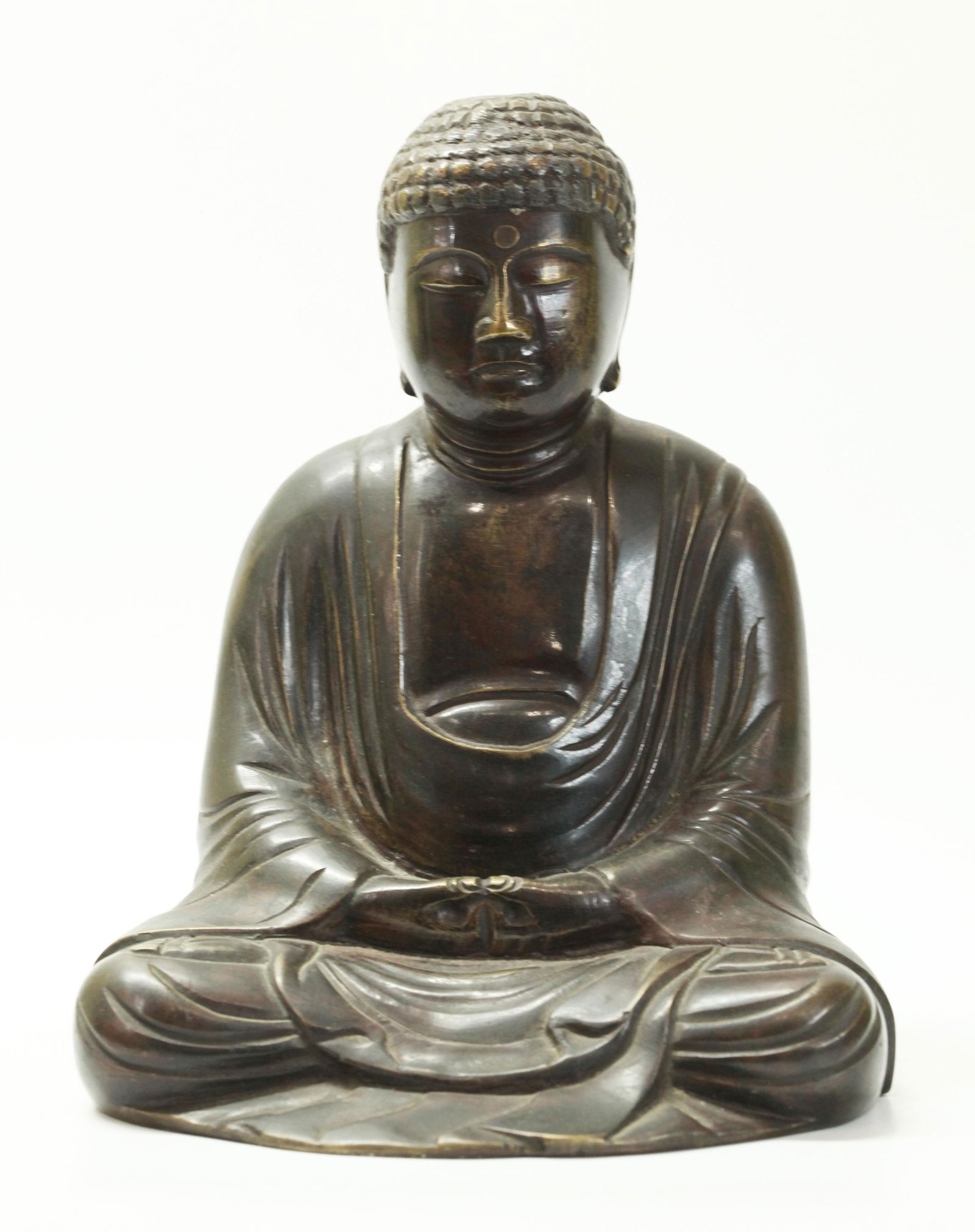 Japanese 19th C Cast Bronze Seated Buddha (1 of 5)