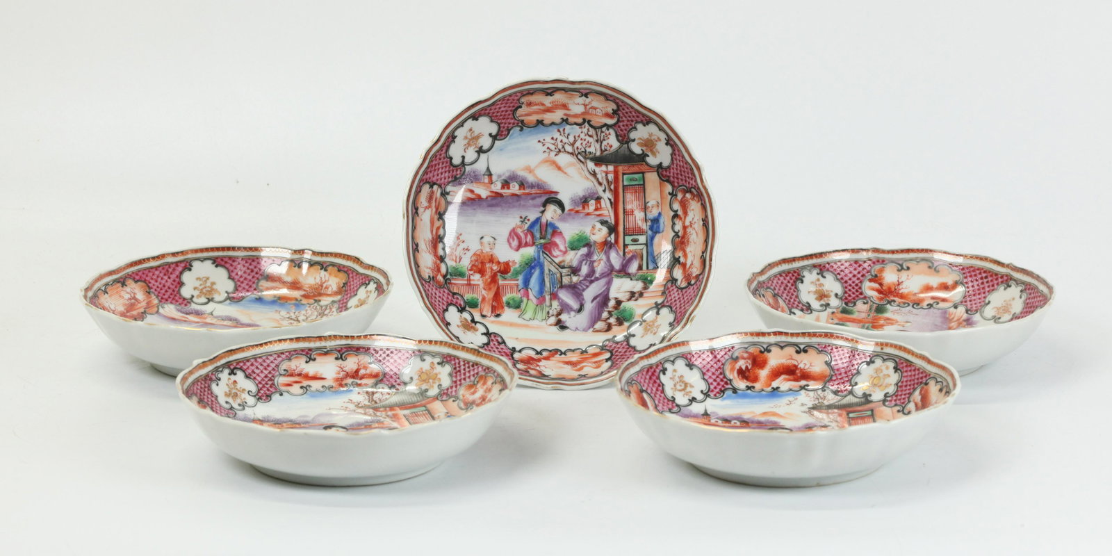 Christies 5 Chinese 18 C Mandarin Porcelain Plates (1 of 4)