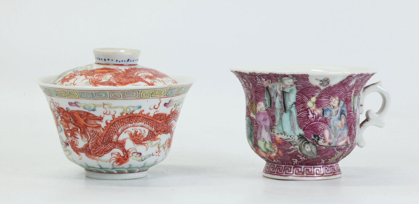 Chinese Baxian Ruby Porcelain Cup; Dragon Bowl (1 of 5)