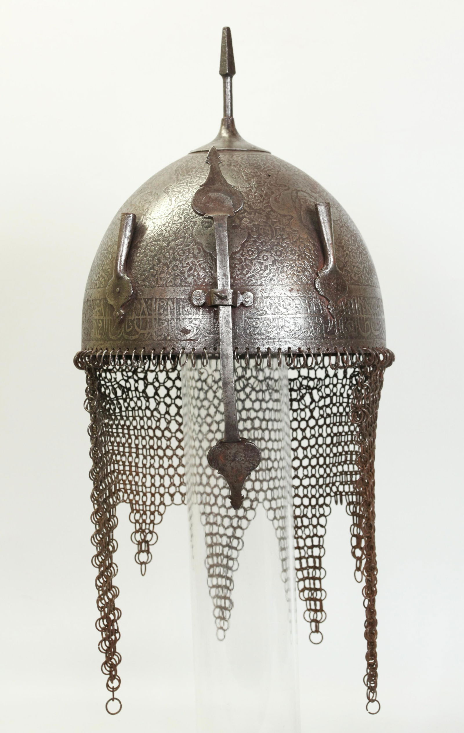Persian Etched Steel Helmet Chain Mail Neck Guard (1 of 5)