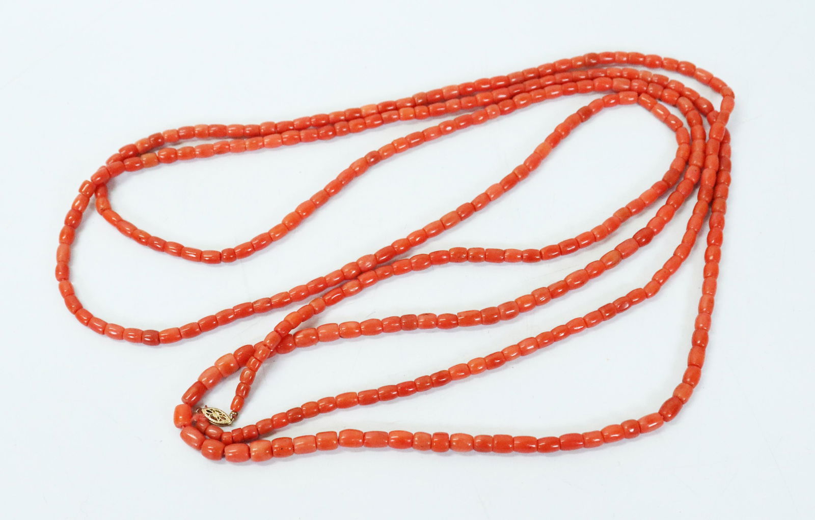 Long 82 Inch Coral Bead Necklace; 100G (1 of 5)