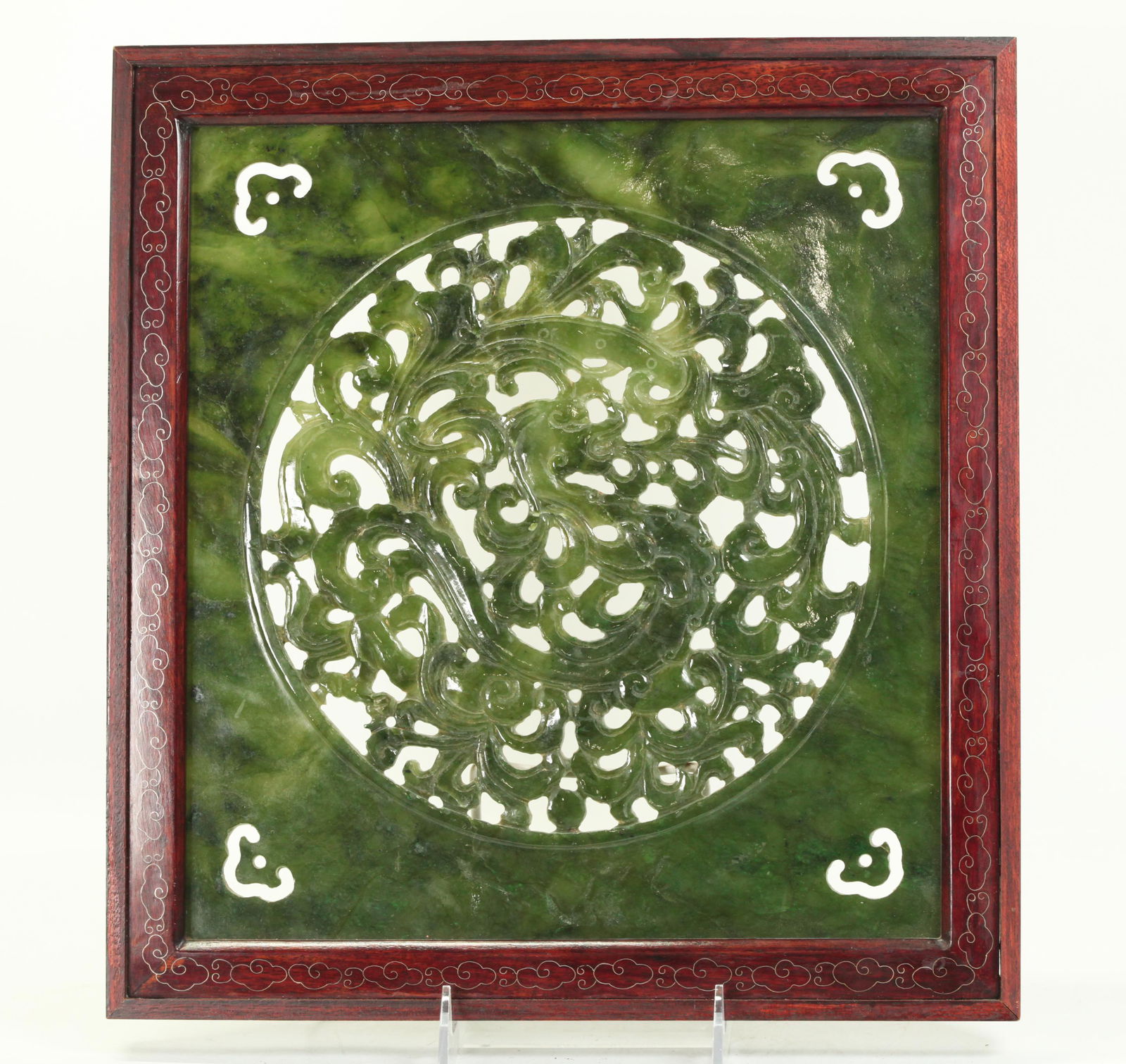 Chinese Green Jade Translucent Dragon Plaque (1 of 4)