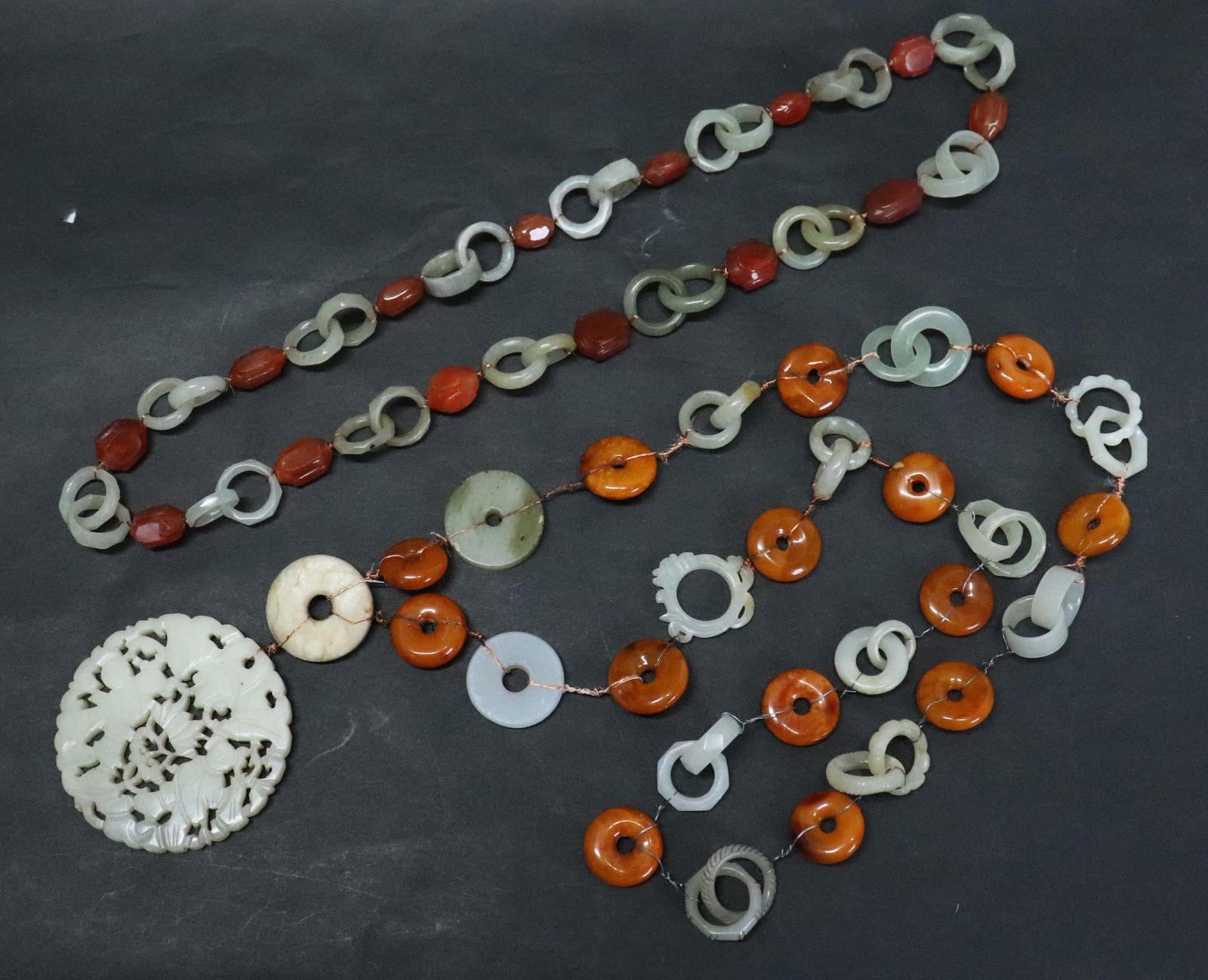 Chinese 18/19 C White Jade Earrings as Necklaces (1 of 7)