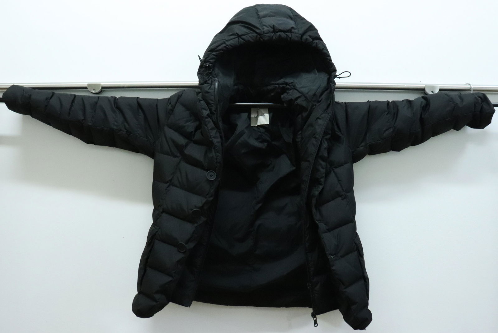 Moncler Size 2 Hooded Goose Down Black Jacket (1 of 8)