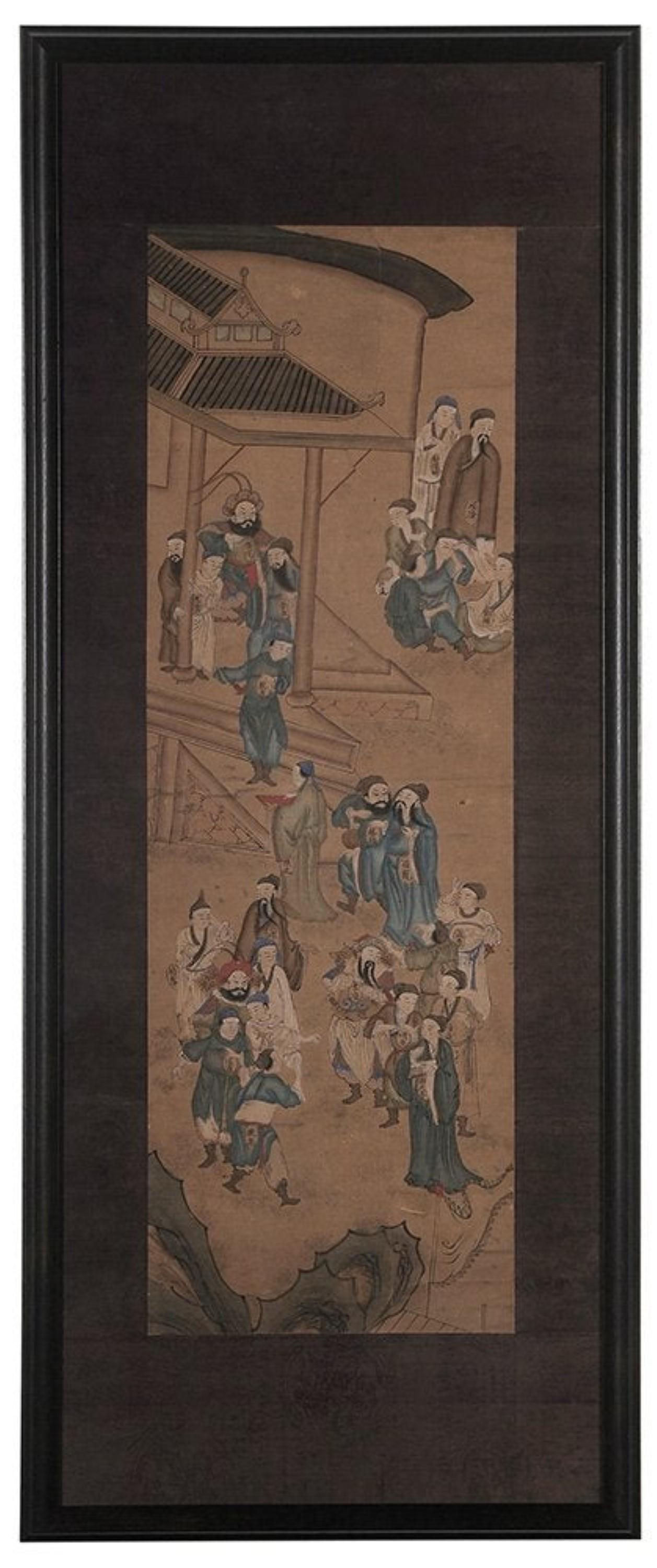 Chinese Ink and Color Framed Scroll (1 of 5)