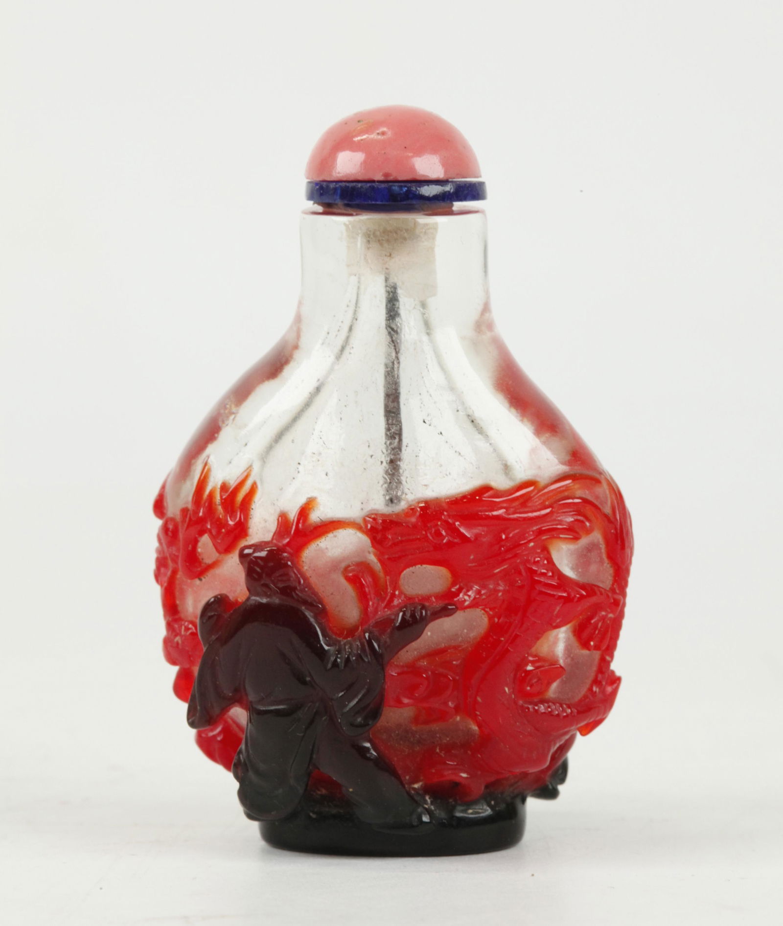 Chinese Clear Glass Snuff Bottle w Double Overlay (1 of 6)