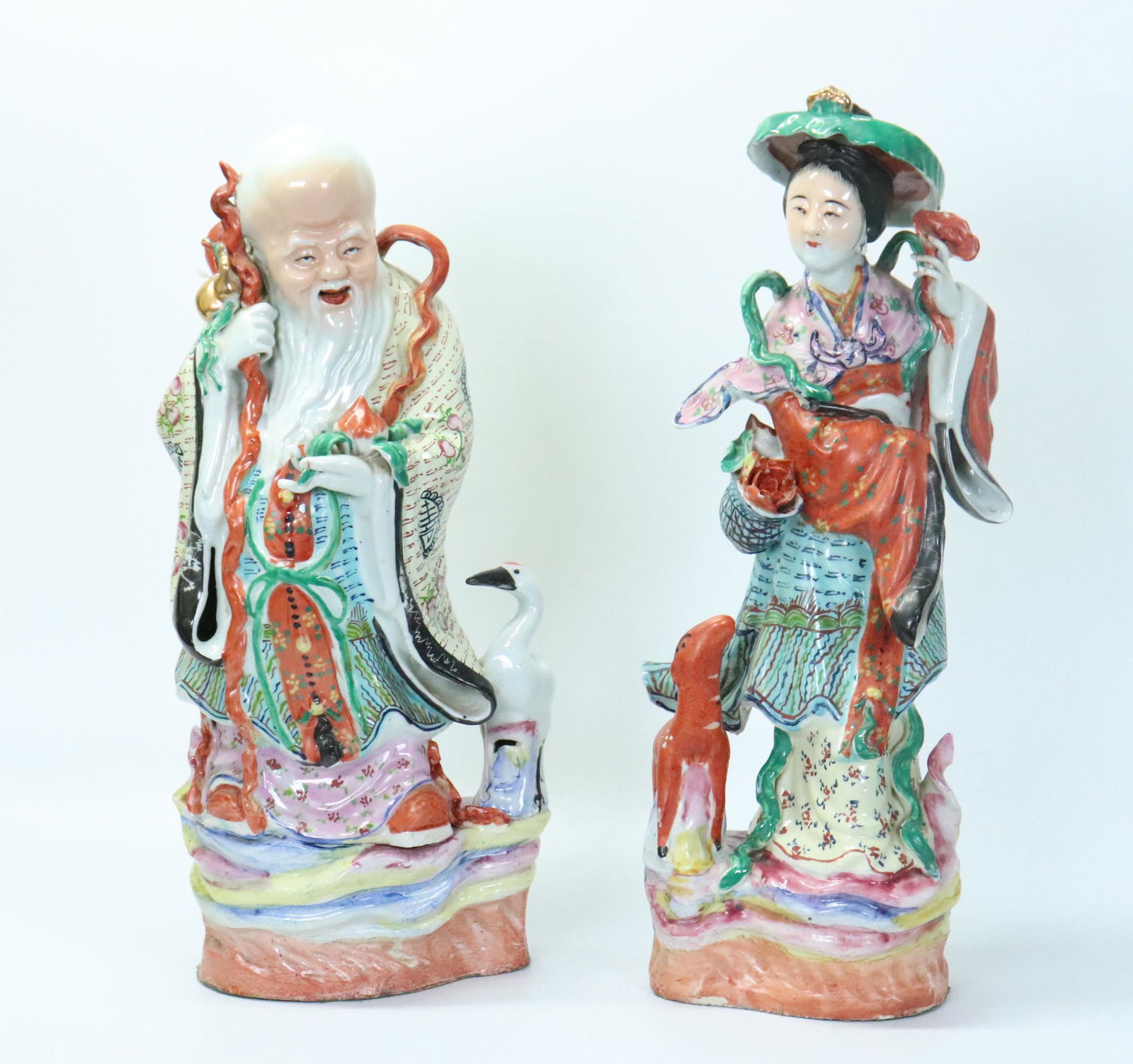 2 Chinese Enameled Porcelains: Shouxing and Magu (1 of 8)