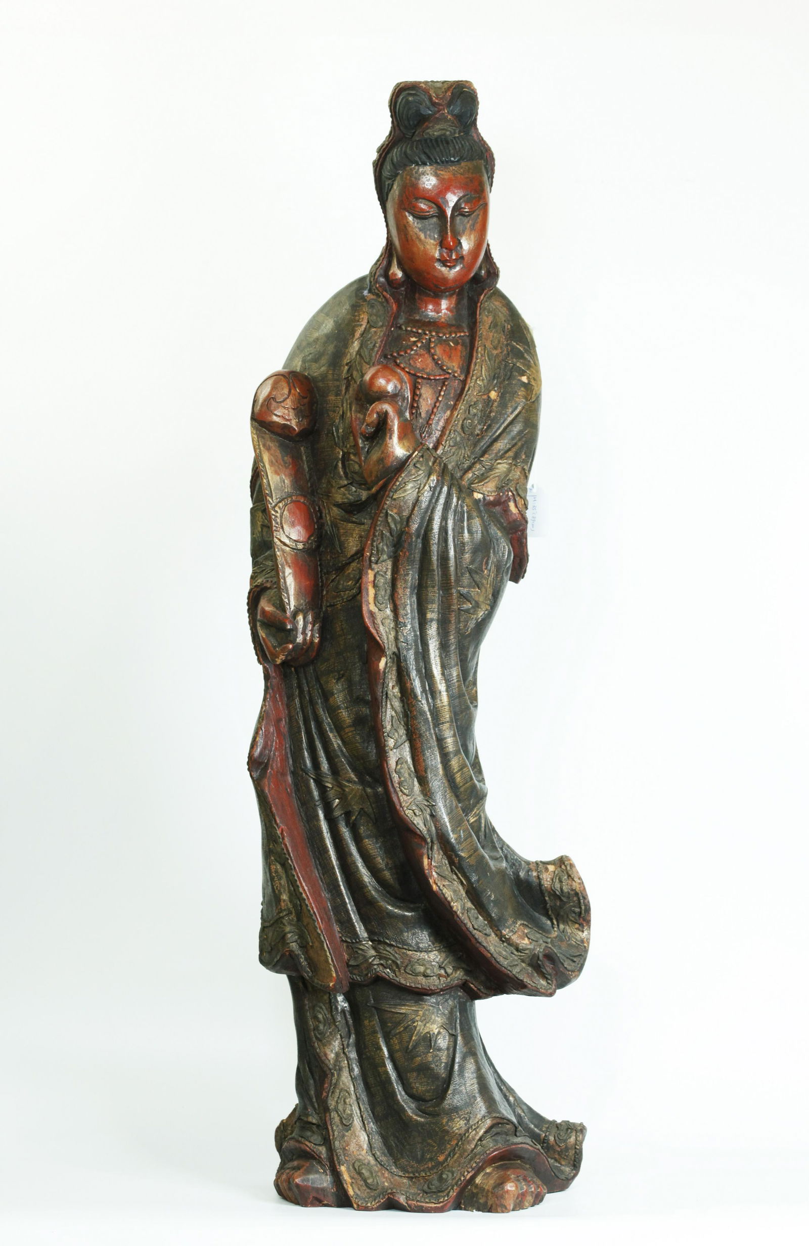 Large Chinese Lacquered Wood Guanyin (1 of 5)