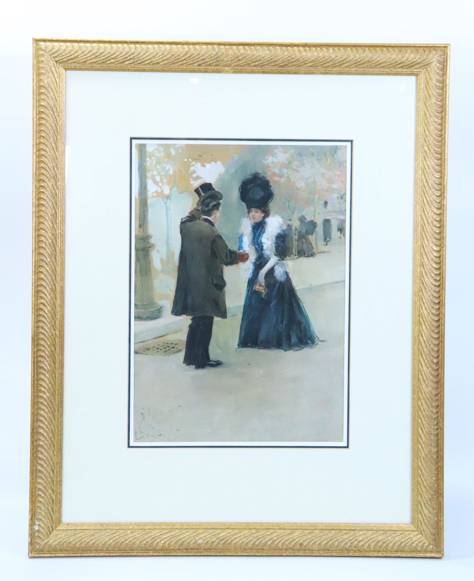 Ludek Marold; Gentleman Greets Lady; Watercolor (1 of 6)
