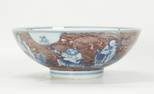 Chinese Underglaze Blue Red Baxian Porcelain Bowl