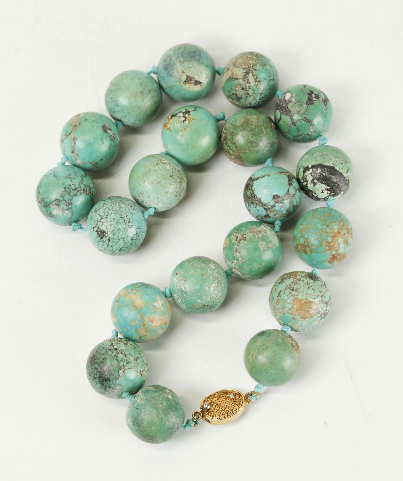 20 Chinese Turquoise Beads as Necklace; 168G (1 of 4)