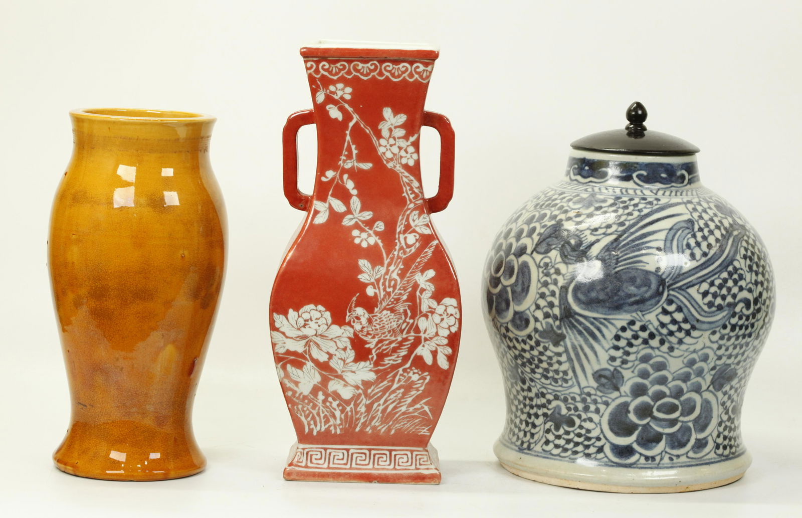 2 Chinese Porcelains, Vase & Jar; 1 Japanese Vase (1 of 6)