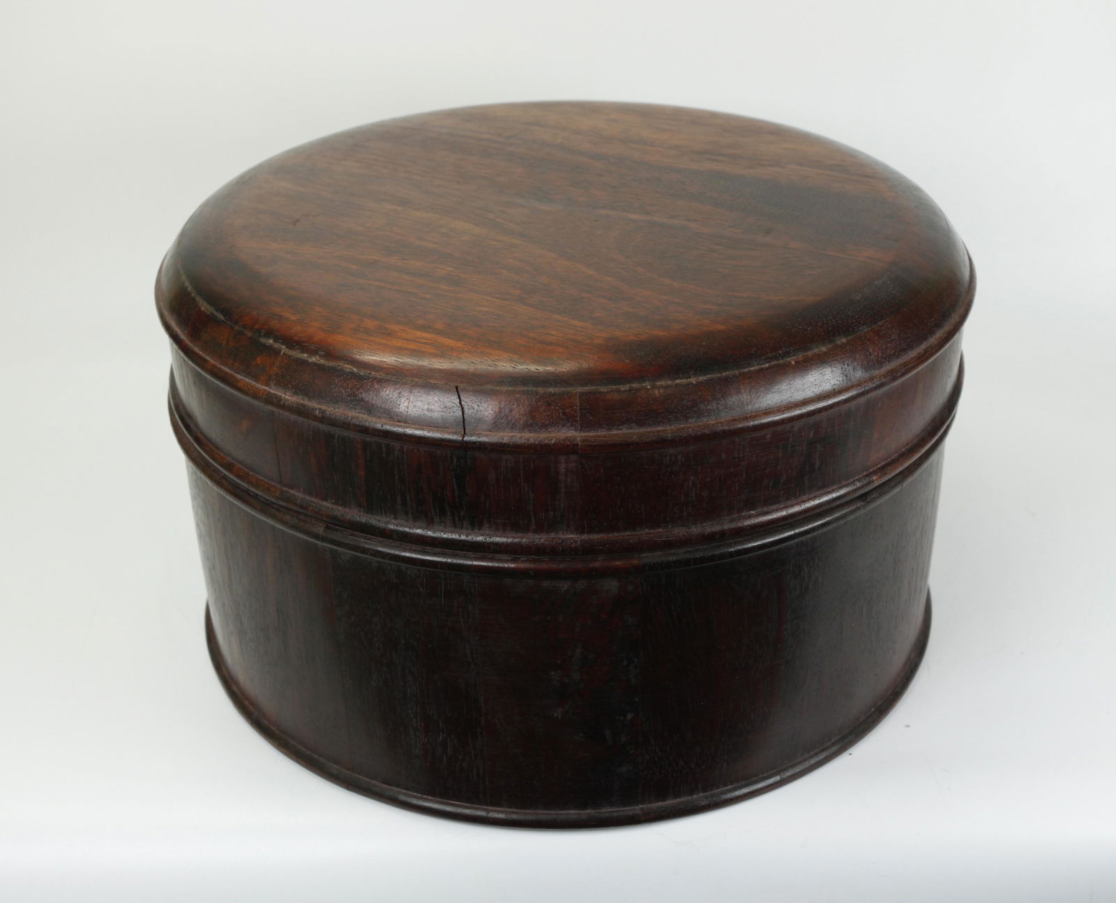 Large Chinese Hard Wood Round Box & Cover (1 of 5)