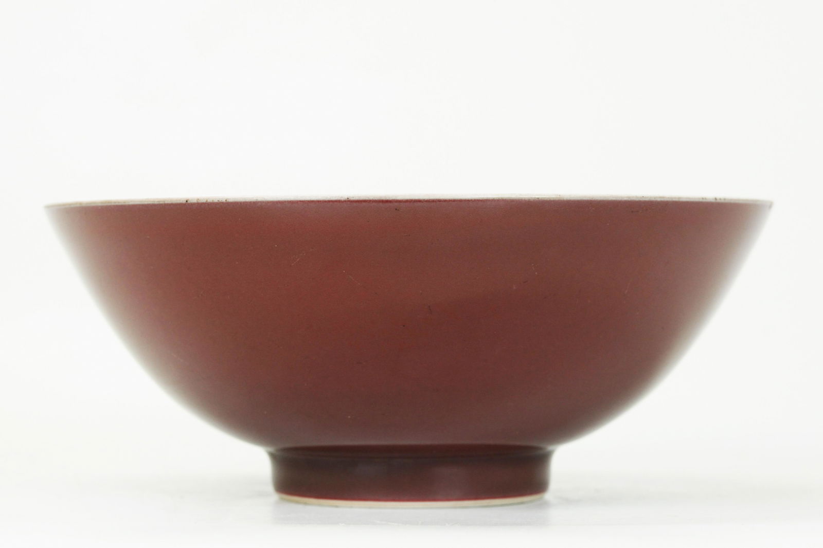 Chinese Qing Red Monochrome Glazed Porcelain Bowl (1 of 4)