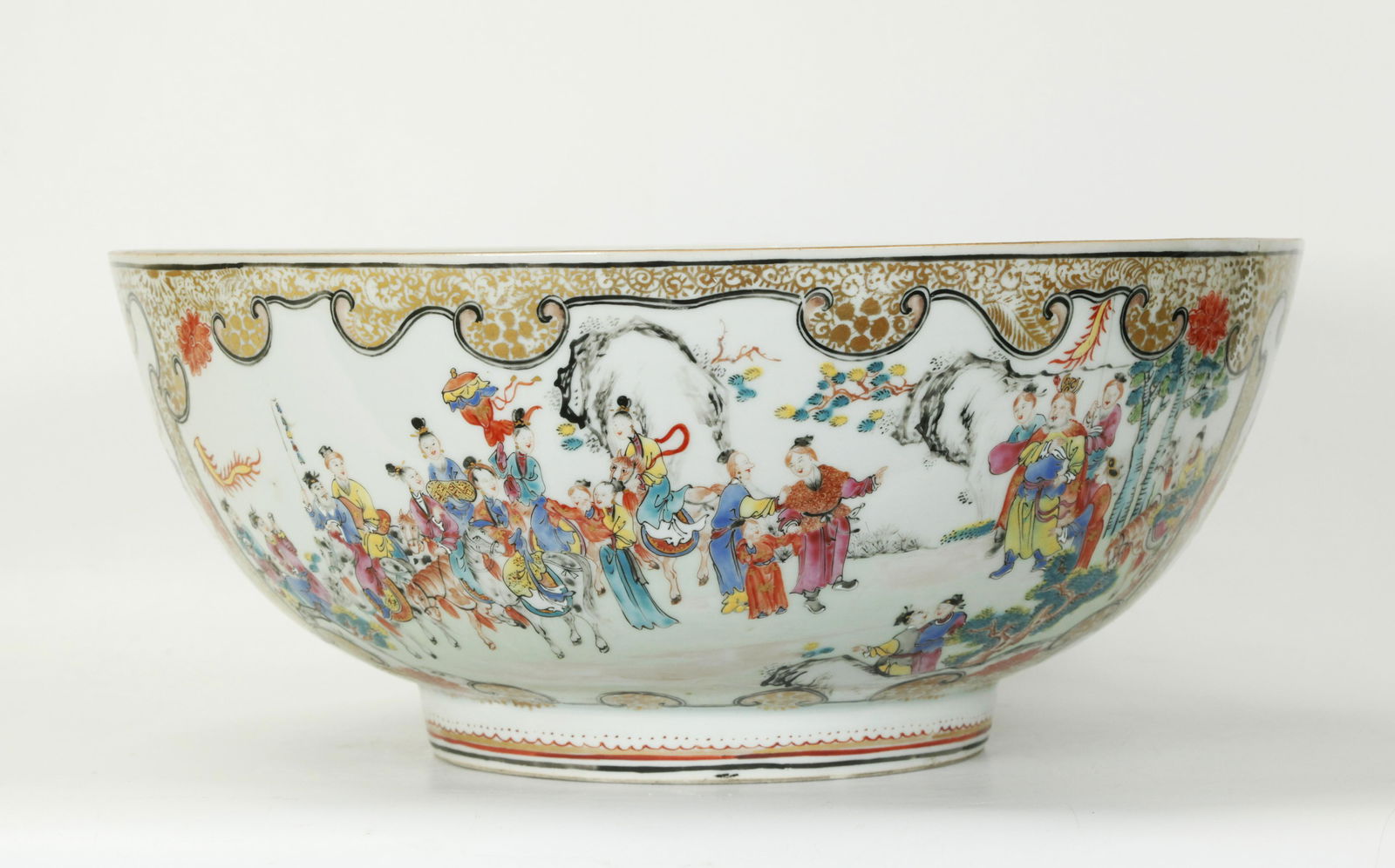 Chinese 18th C Famille Rose Porcelain Punch Bowl (1 of 6)